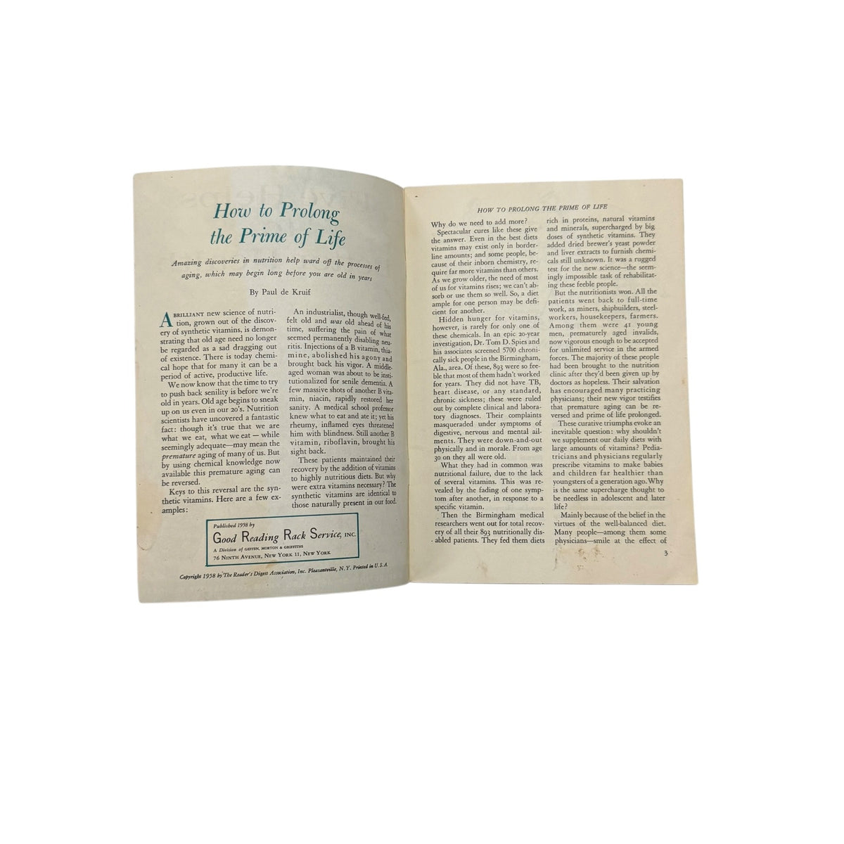 1958 Reader's Digest Five Helps to Better Health General Motors GM Employee Booklet