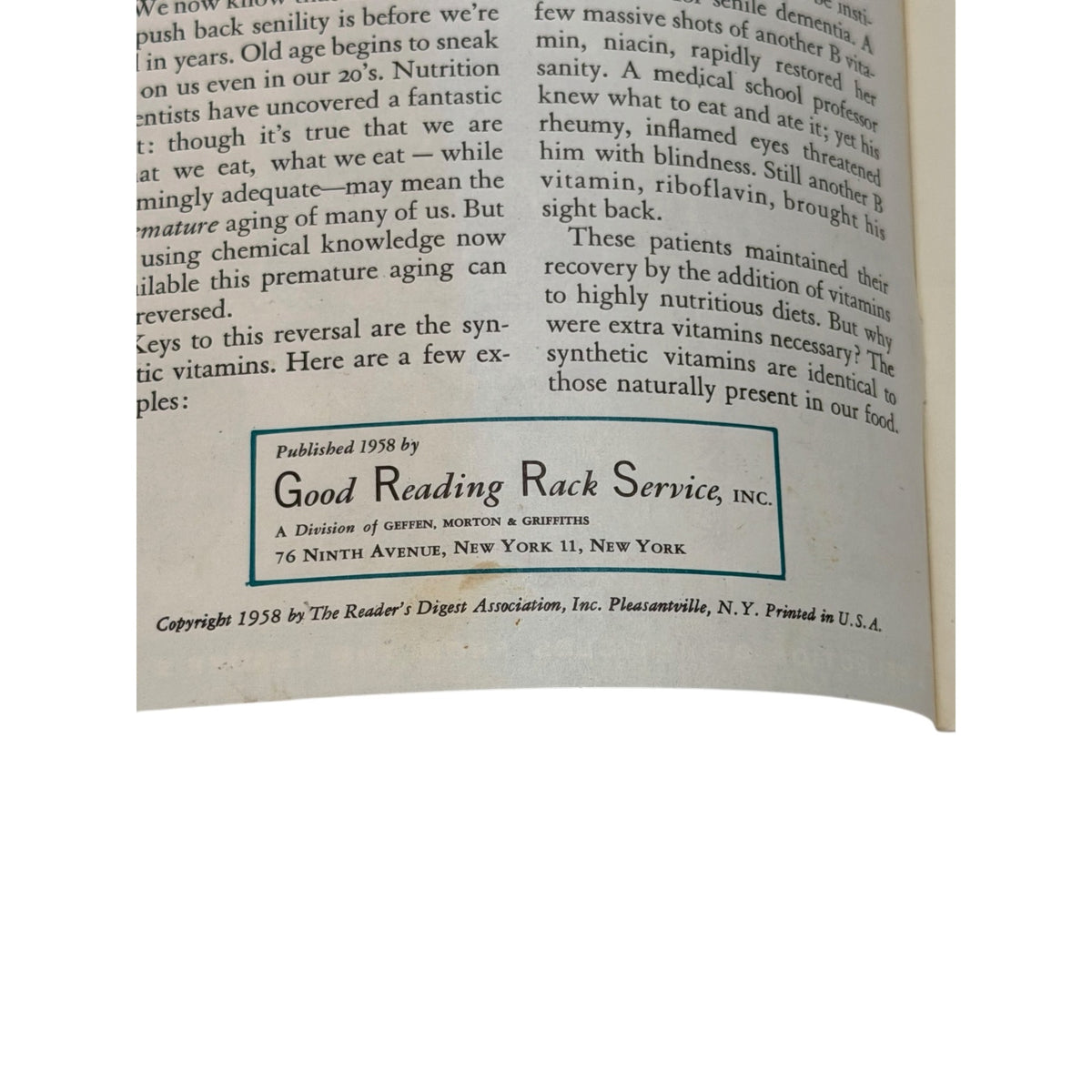 1958 Reader's Digest Five Helps to Better Health General Motors GM Employee Booklet