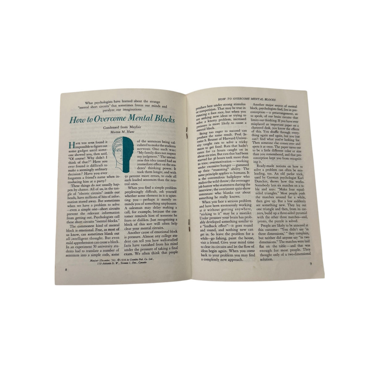 1958 Reader's Digest Five Helps to Better Health General Motors GM Employee Booklet