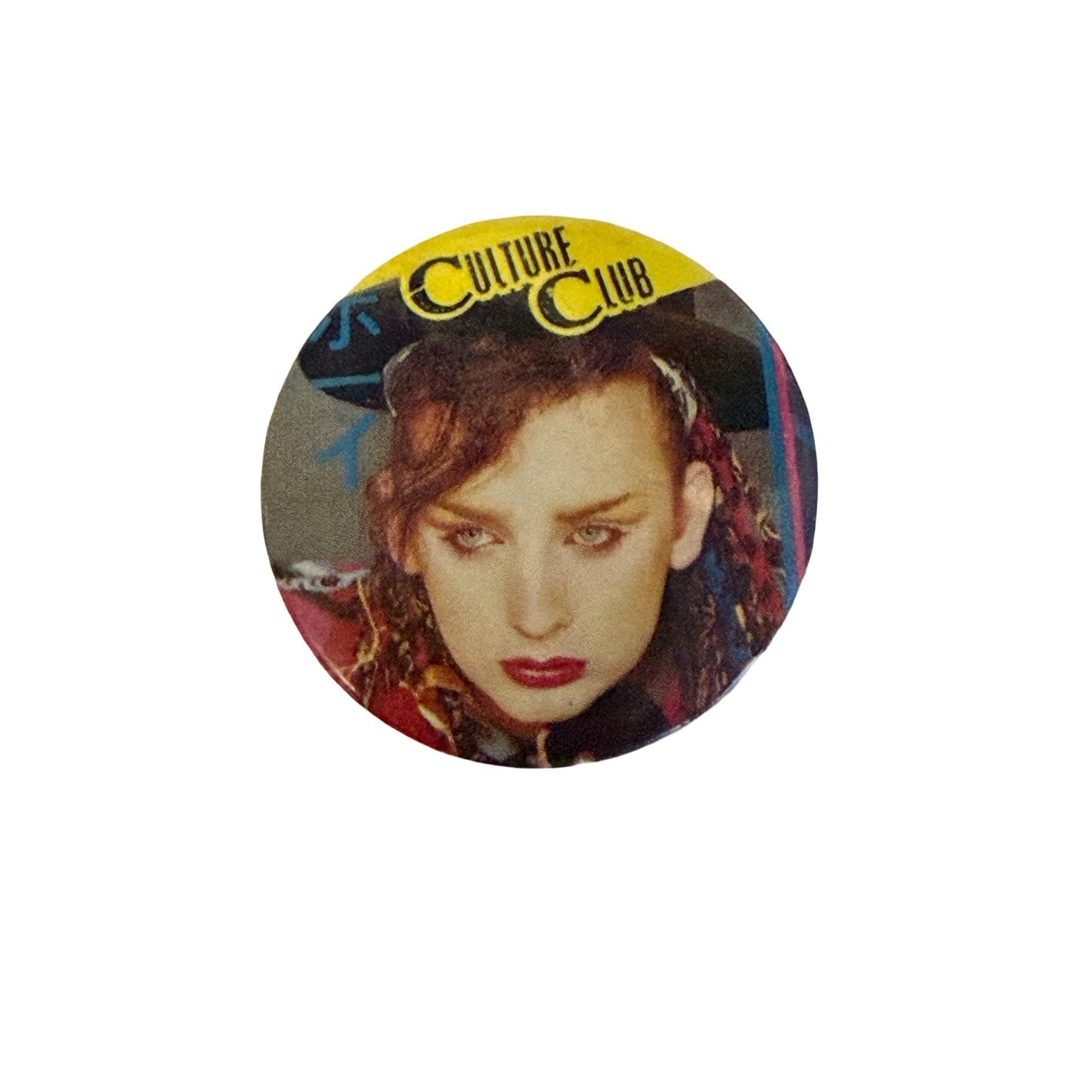 Vintage Culture Club Boy George Pinback Button 1 1/8" New Wave Pop Music Badge