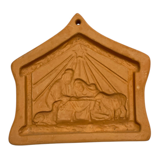 Vintage 1992 Cotton Press Nativity Cookie Mold – Terracotta Wall Hanging Christmas Decor