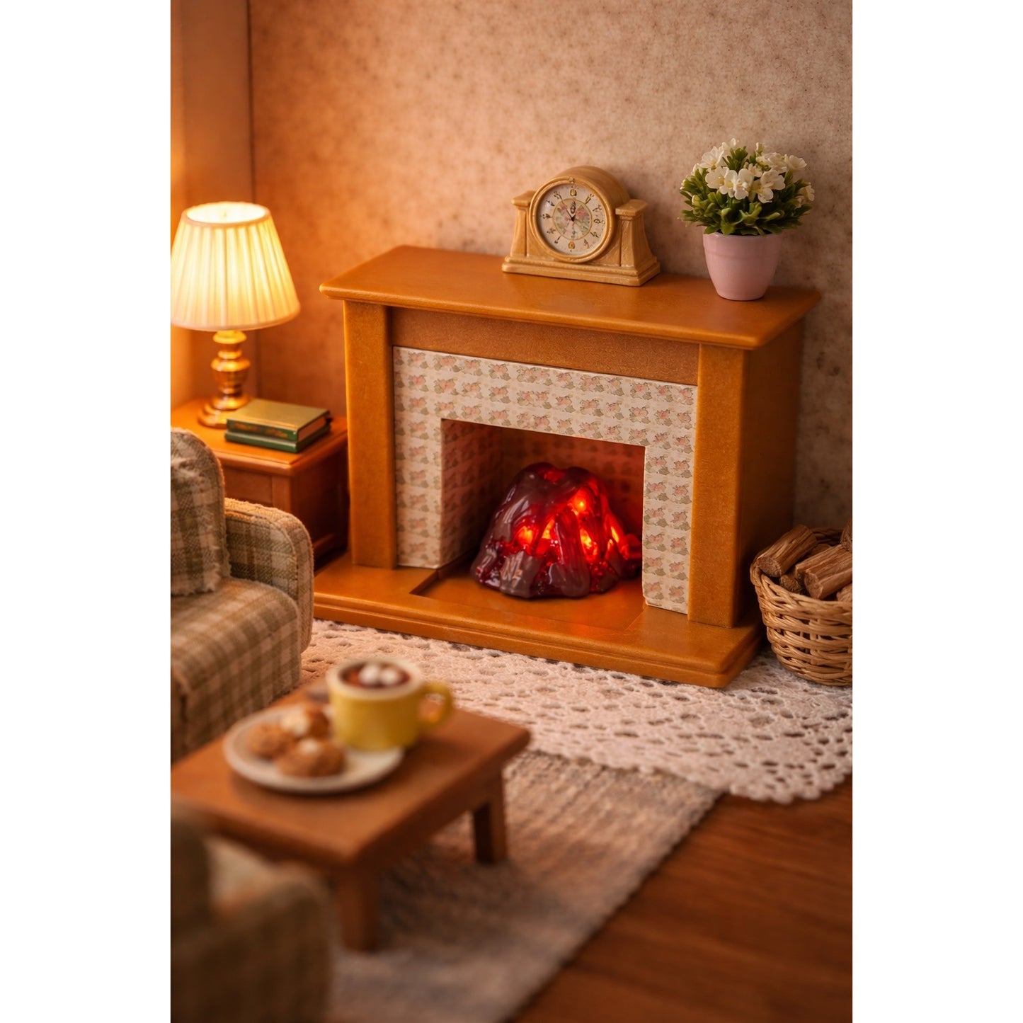 Epoch Calico Critters Working Fireplace Light Dollhouse Miniature Working Cozy Decor