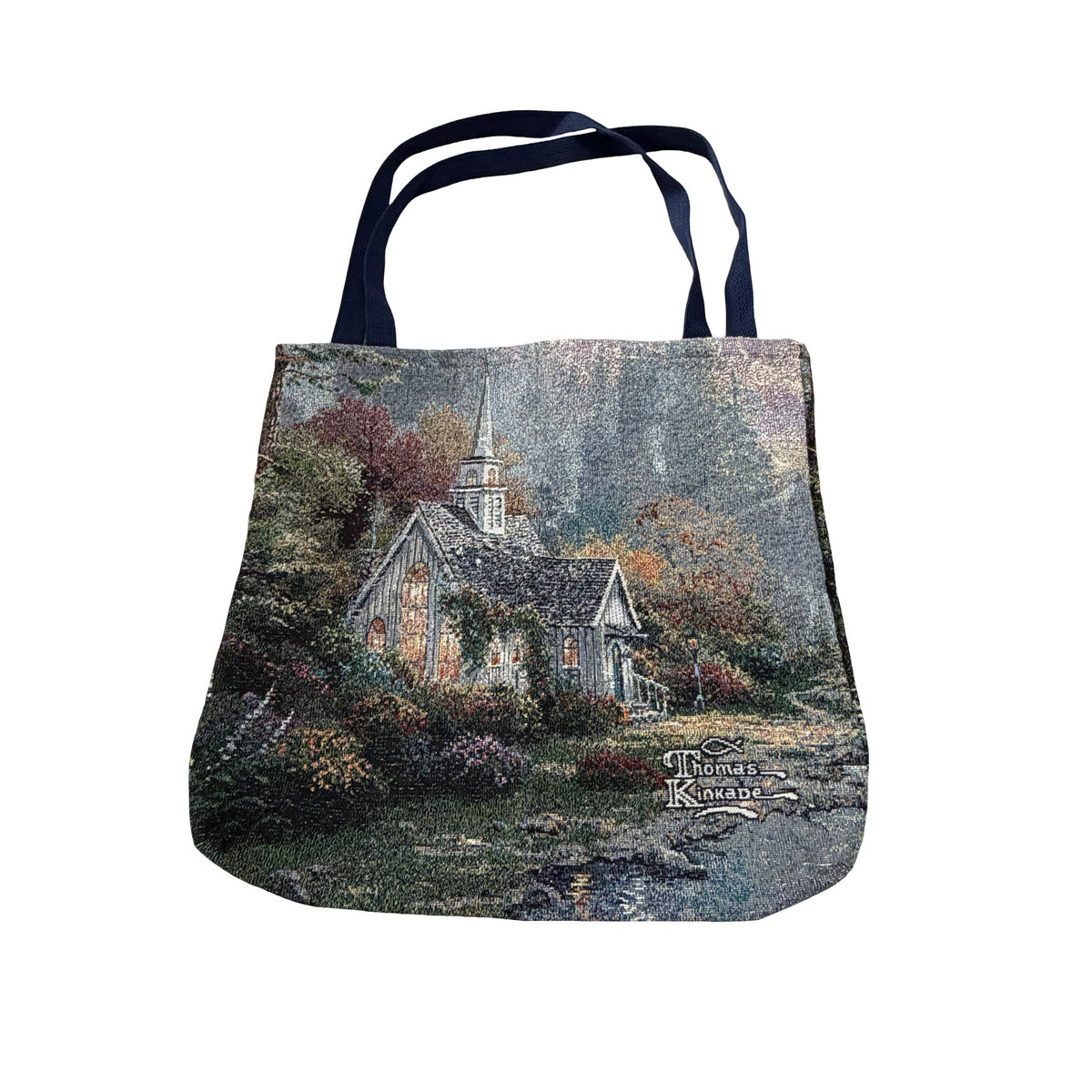 Thomas Kinkade Mohawk Home Woven Tapestry Tote Bag Church Made in USA 16x17