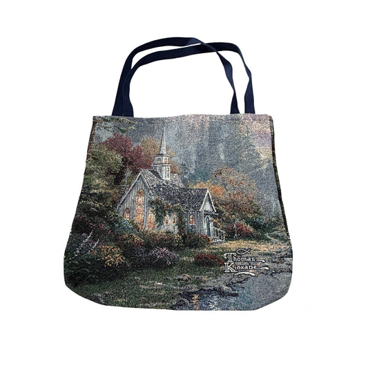 Thomas Kinkade Mohawk Home Woven Tapestry Tote Bag Church Made in USA 16x17