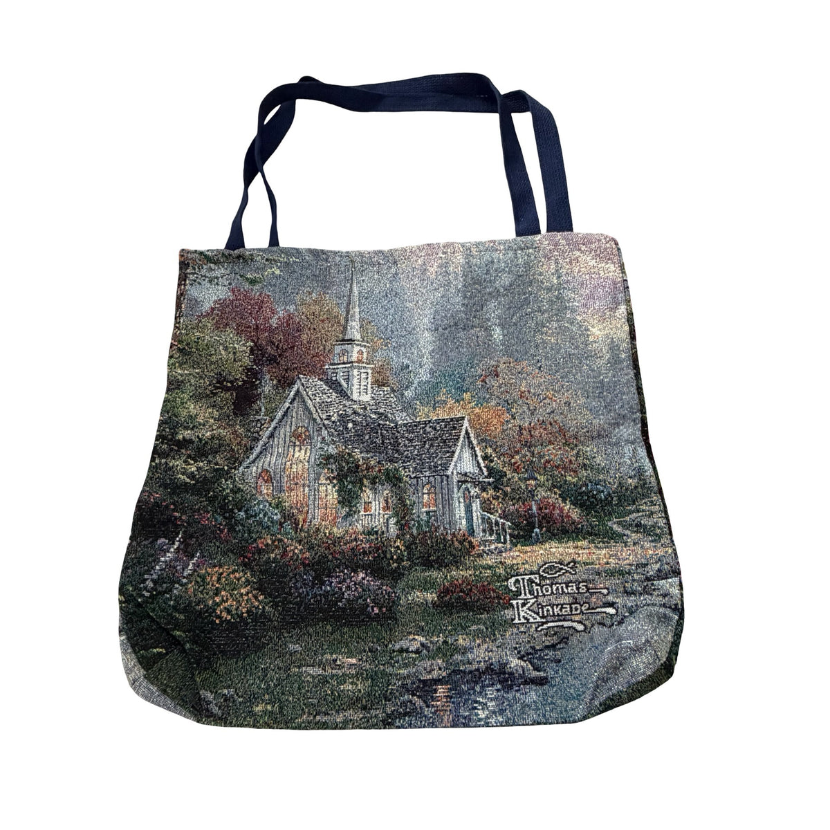 Thomas Kinkade Mohawk Home Woven Tapestry Tote Bag Church Made in USA 16x17