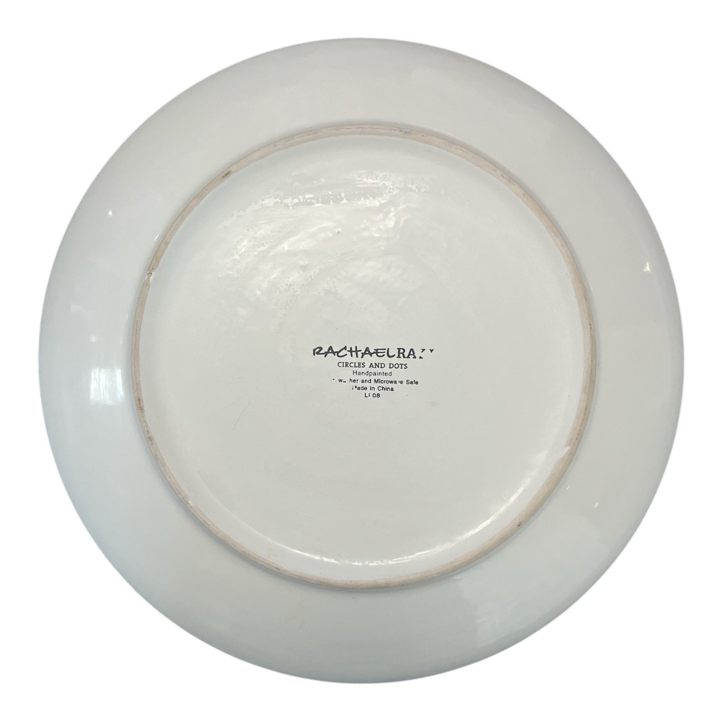 Rachael Ray Circles and Dots Dinner Plate 10.75” Blue Brown Polka Dot Stoneware