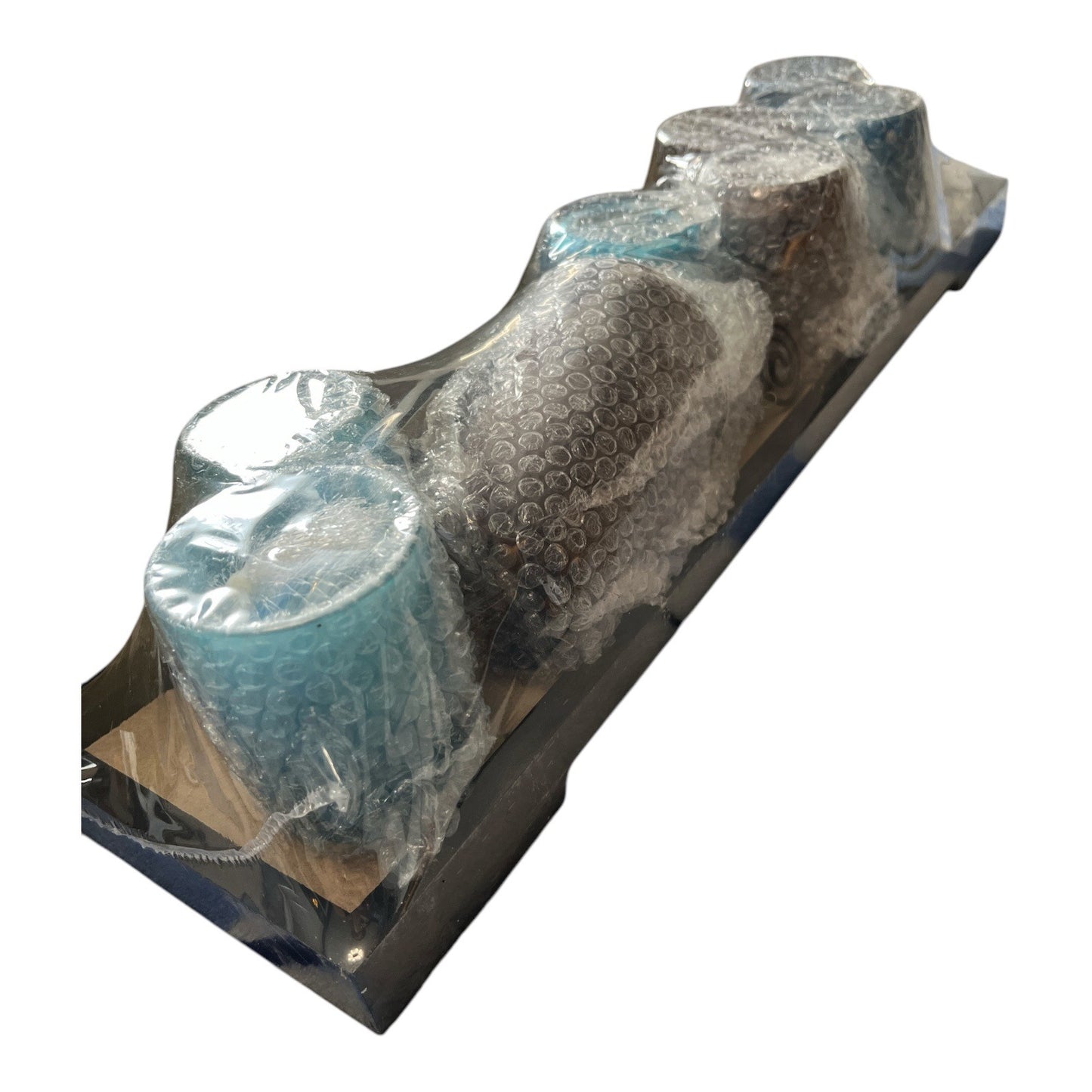 Kirkland Nine Cup Votive Garden Blue Glass Candle Holder Set Tray