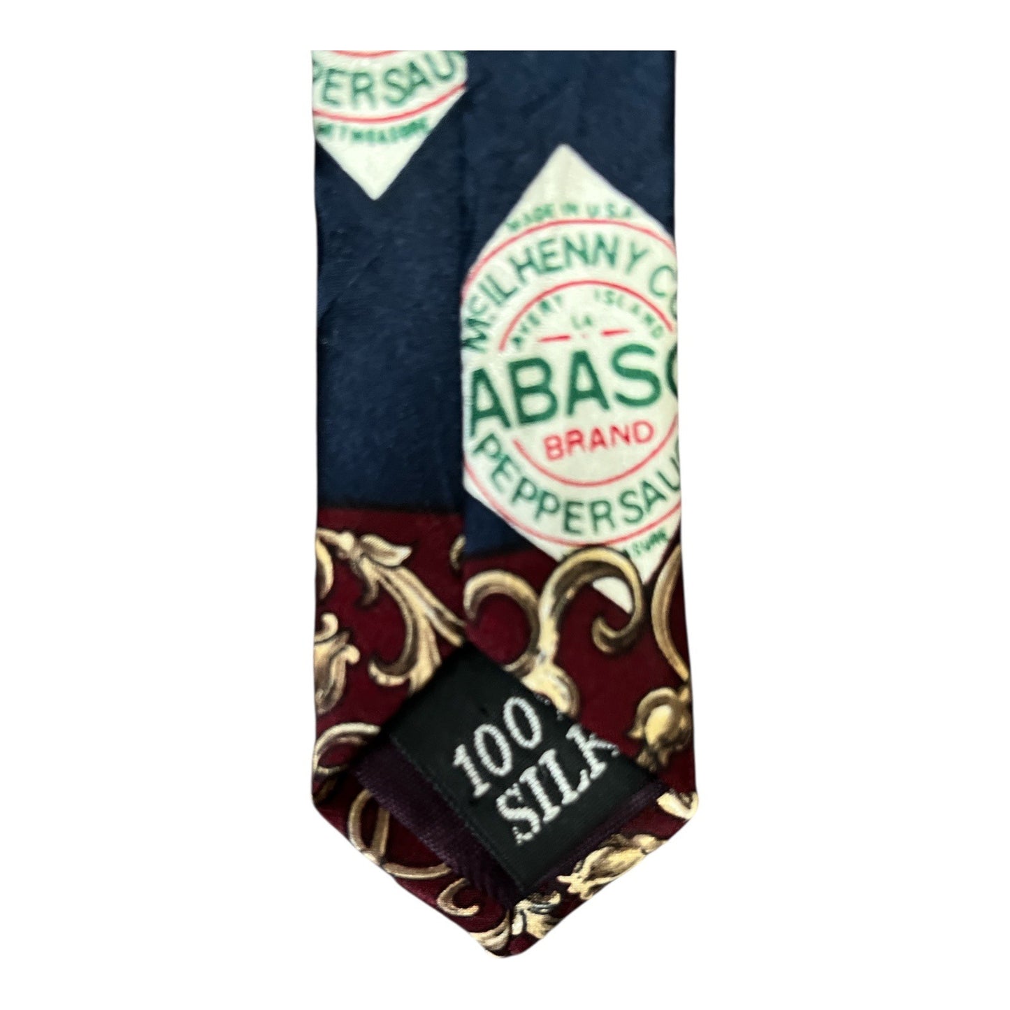 Tabasco Brand Gulf Shrimp Silk Tie – Vintage McIlhenny Co. Design – 57” – Hot Sauce Theme