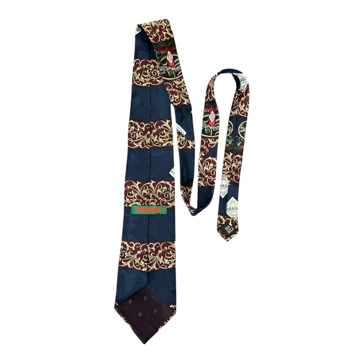 Tabasco Brand Gulf Shrimp Silk Tie – Vintage McIlhenny Co. Design – 57” – Hot Sauce Theme