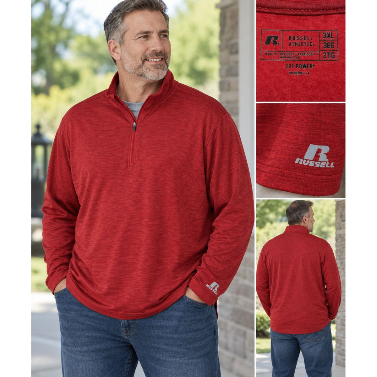 Russell Athletic Dri-Power Red Quarter Zip Pullover 3XL