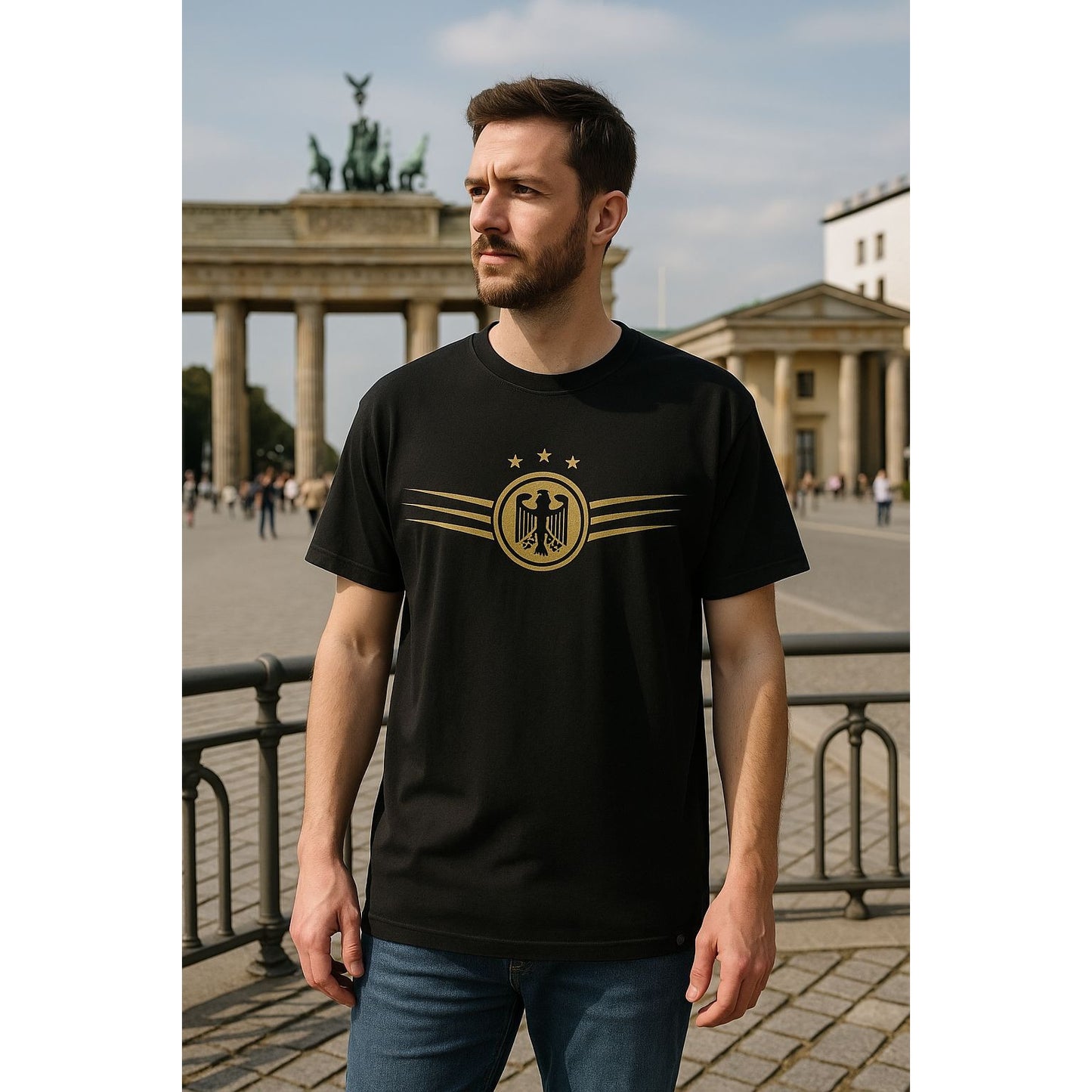 MoonWorks Germany Eagle Graphic T-Shirt 2XL Black Gold