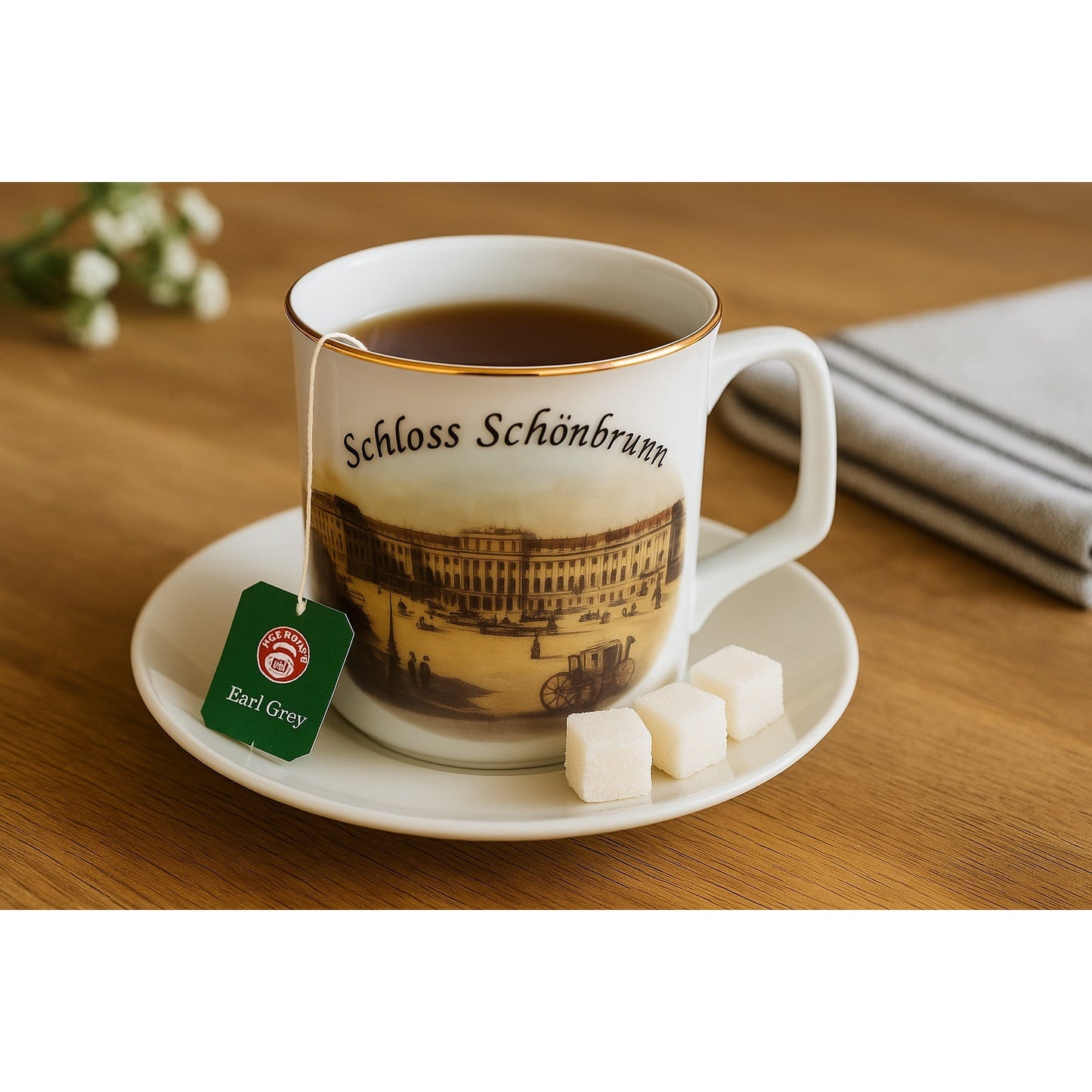 Reutter Porzellan Germany Schloss Schönbrunn Souvenir Mug Gold Trim