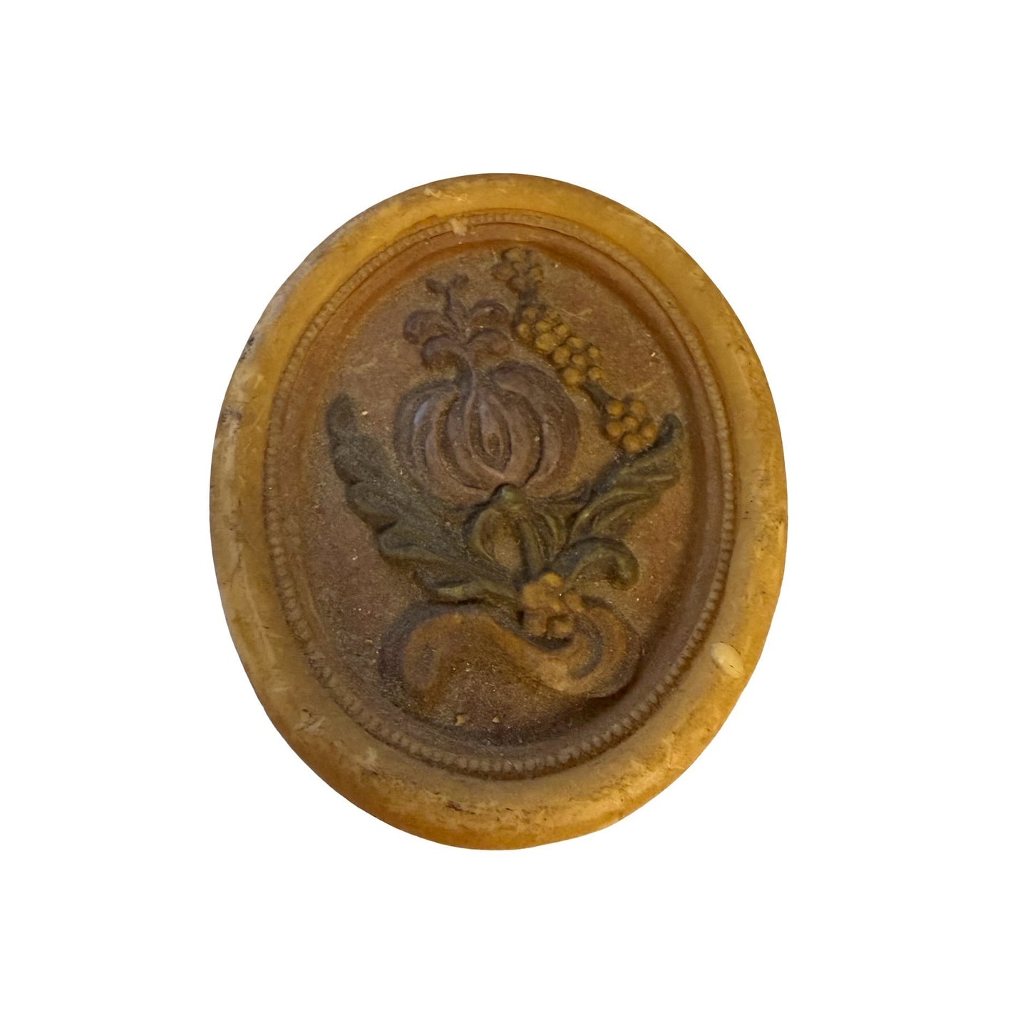 Vintage German Wax Relief Plaque Johann Baur Blumenmotive Floral Wall Art