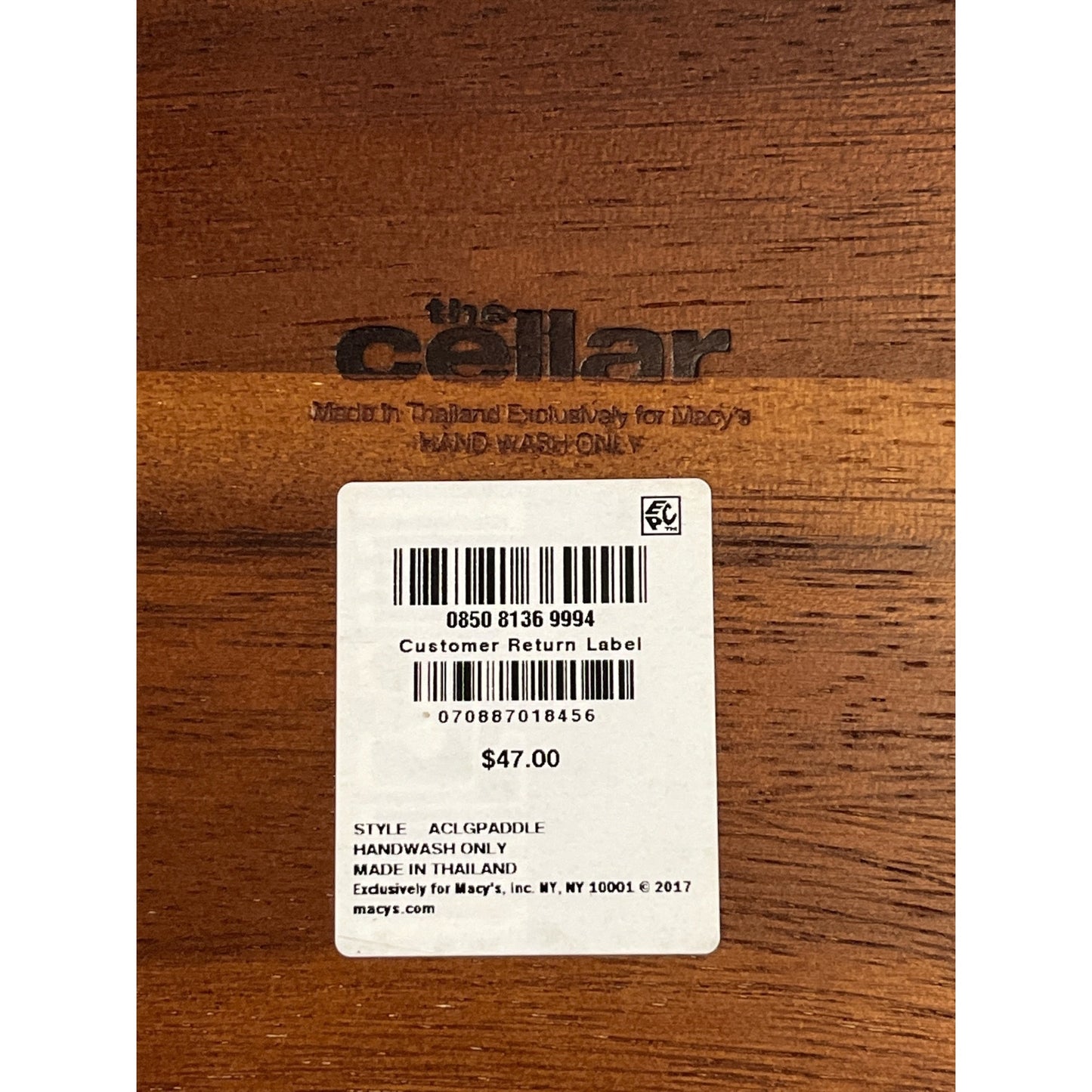 The Cellar Acacia Wood Paddle Serving Board 21.5” Charcuterie Tray Concave Serving Board Macy’s