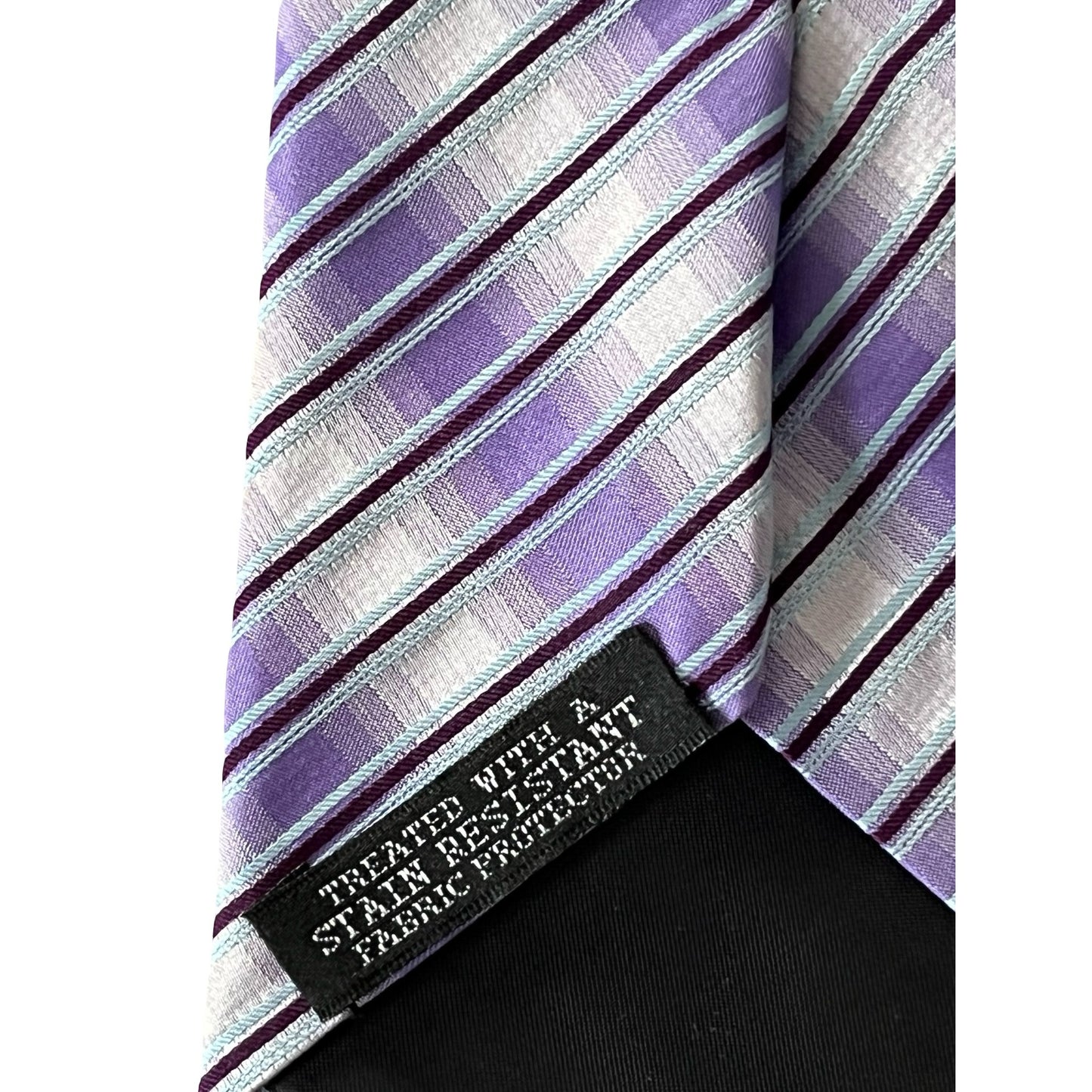 Liz Claiborne Crazy Horse Silk Tie Purple Silver Striped Handmade Necktie