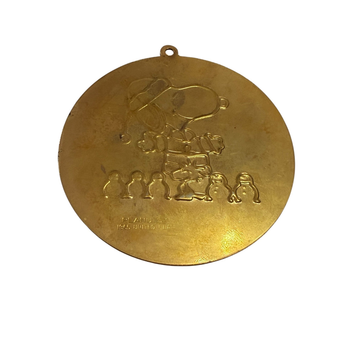 Vintage 1984 Peanuts Snoopy Woodstock Brass Christmas Ornament Personalized 2.25"