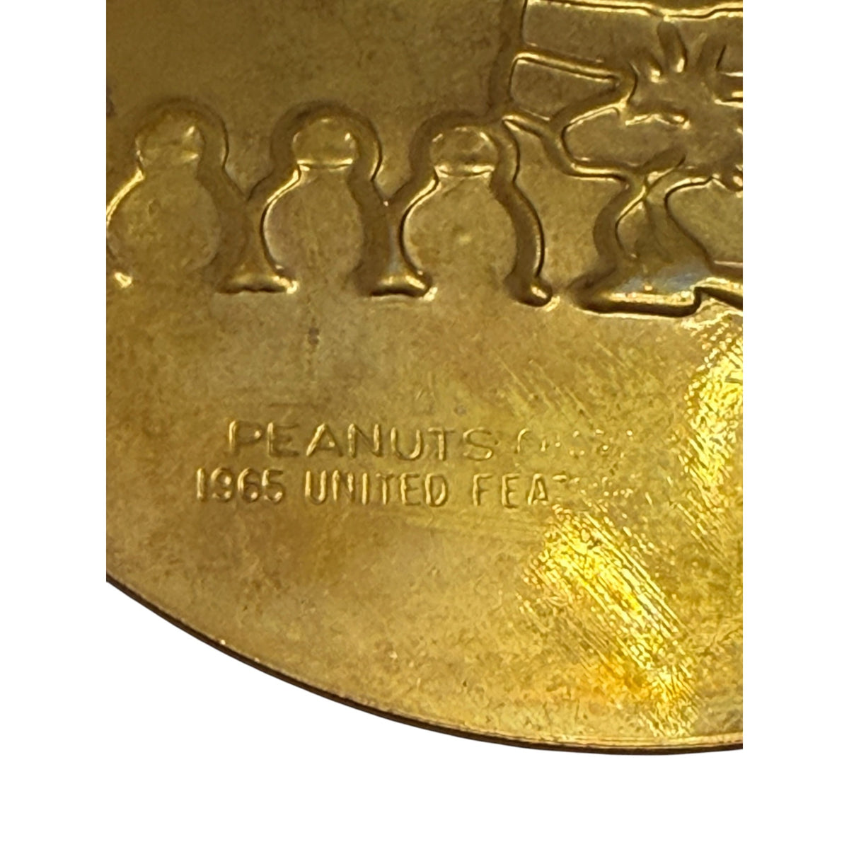 Vintage 1984 Peanuts Snoopy Woodstock Brass Christmas Ornament Personalized 2.25"
