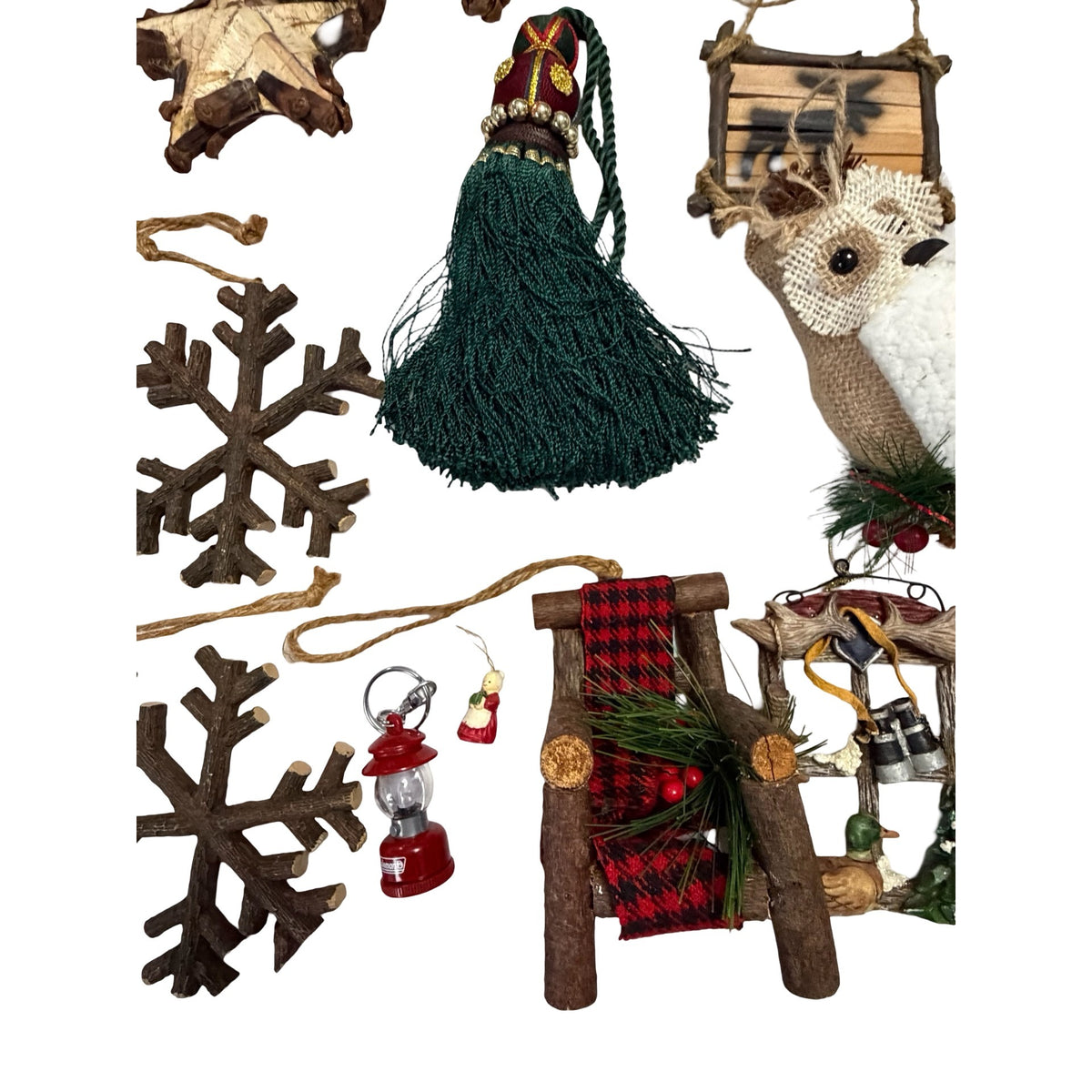 30 Pc Rustic Woodland Christmas Ornament Lot Moose Buffalo Plaid Cabin Lodge