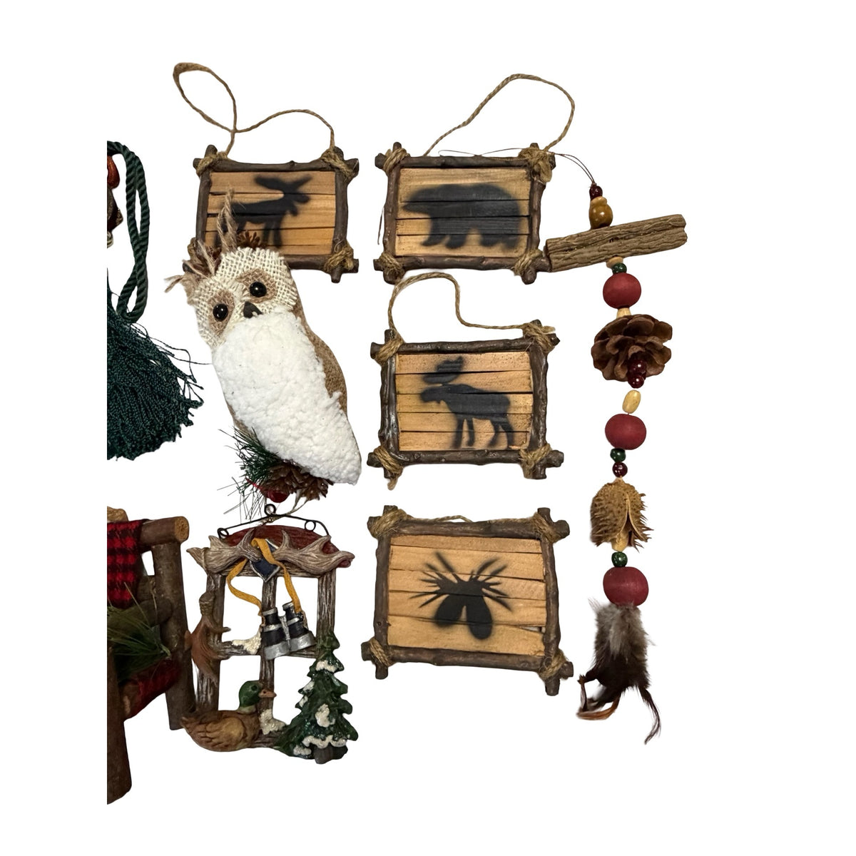 30 Pc Rustic Woodland Christmas Ornament Lot Moose Buffalo Plaid Cabin Lodge