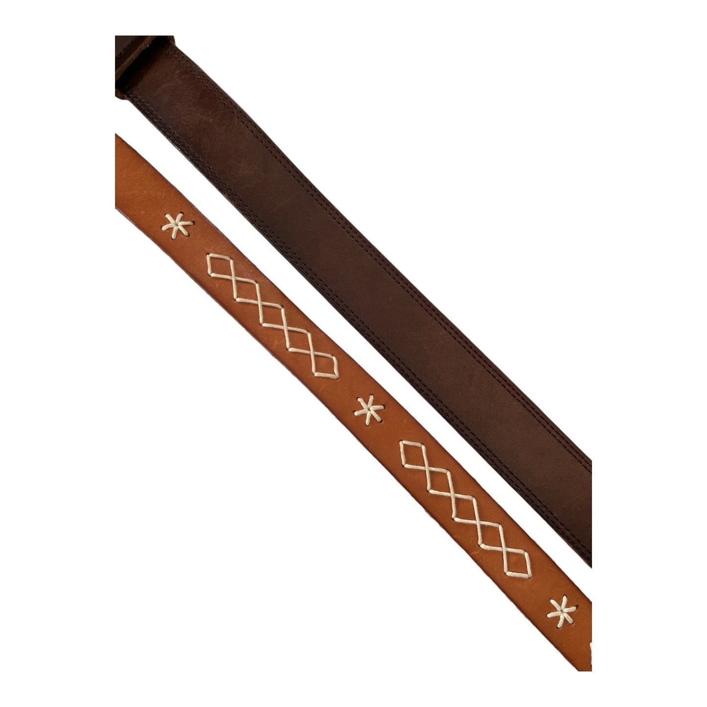 American Eagle Outfitters Leather Belt Set of 2 Brown Embroidered & Solid Medium