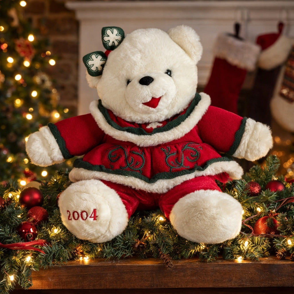 Dan Dee Collector’s Choice 2004 Christmas Teddy Bear 13 Inch Red Green Holiday Plush