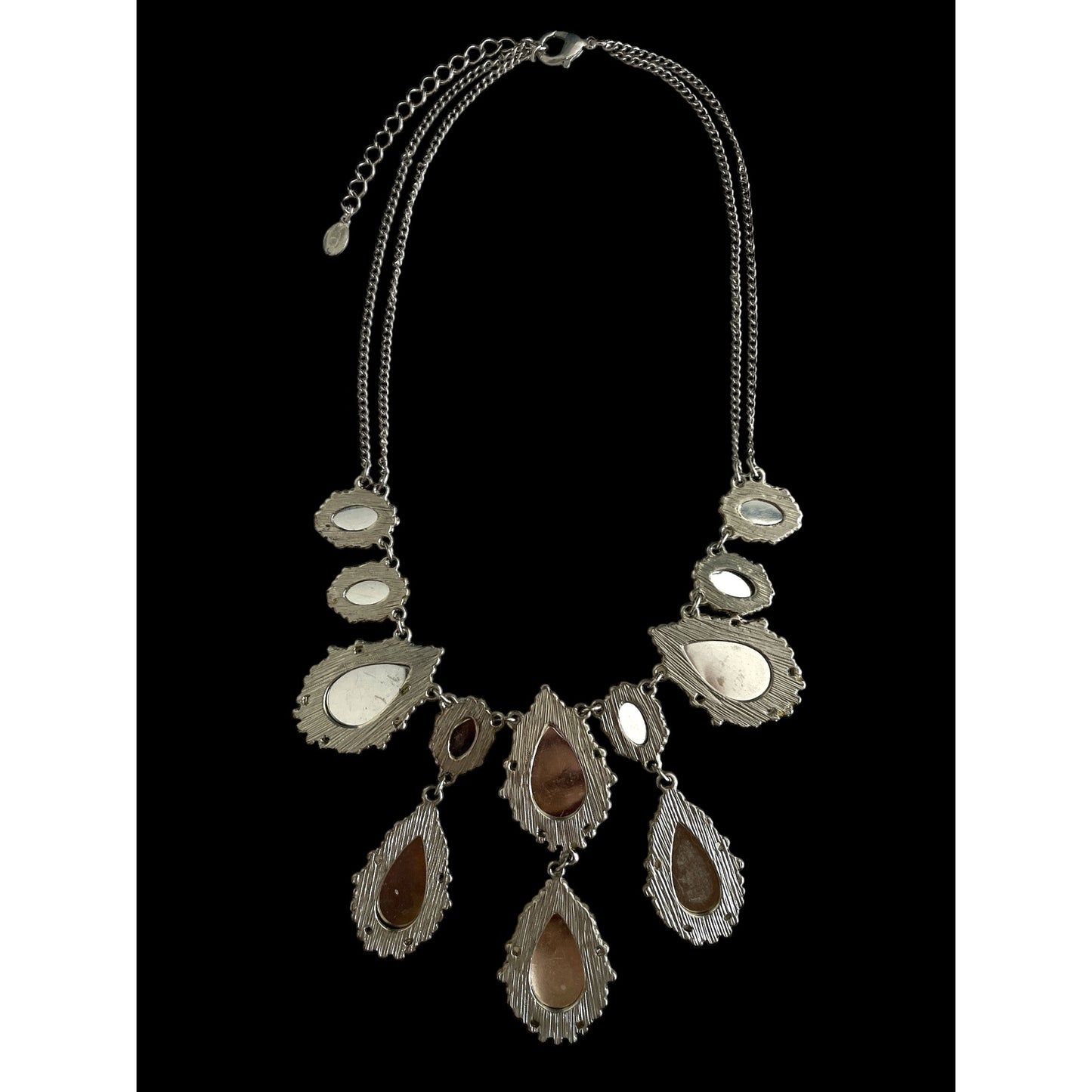 Aldo Statement Necklace with Yellow Beaded Teardrop Pendants and Rhinestone Trim