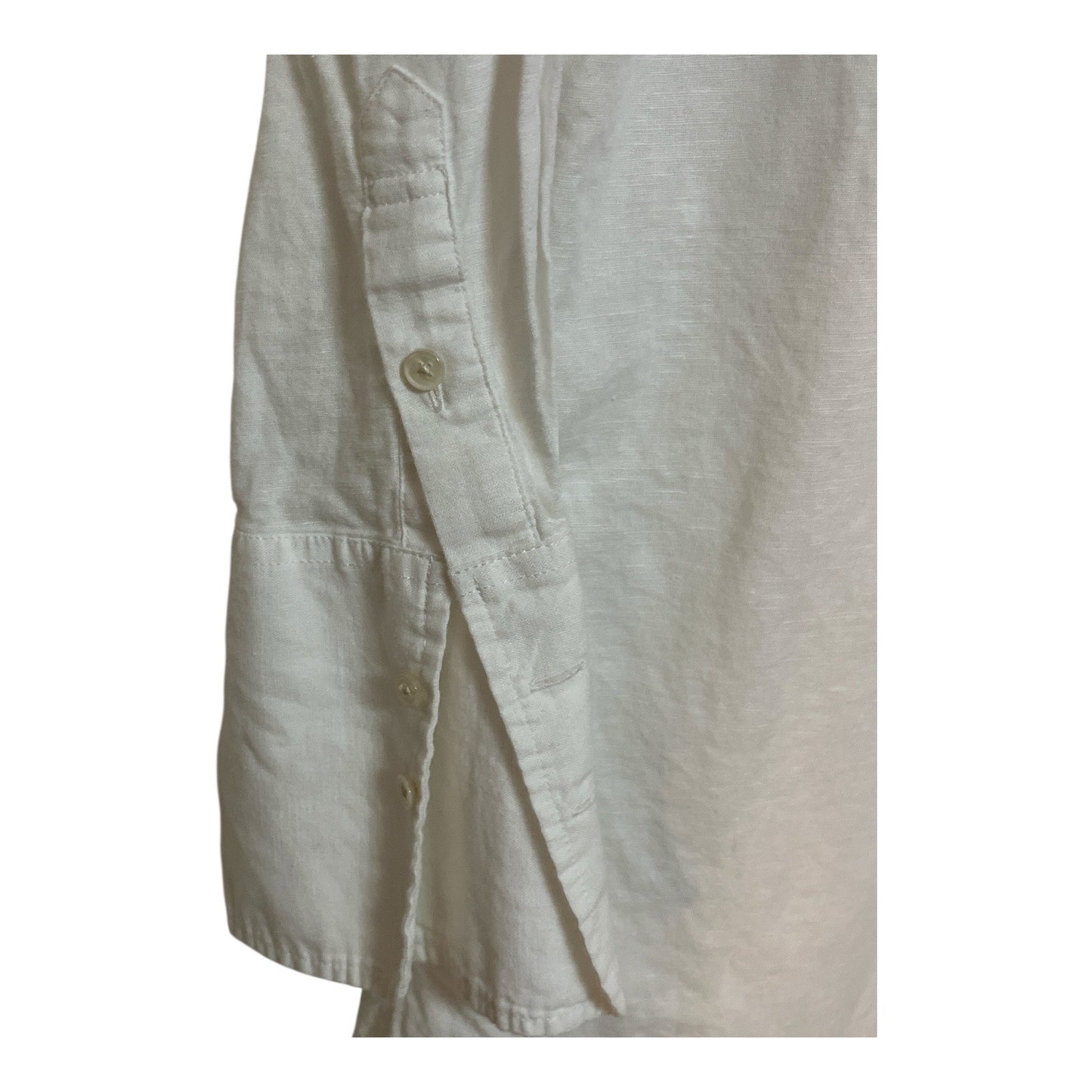 J.Crew Beachwear Linen Cotton Button Front Tunic Top L White Long Sleeve