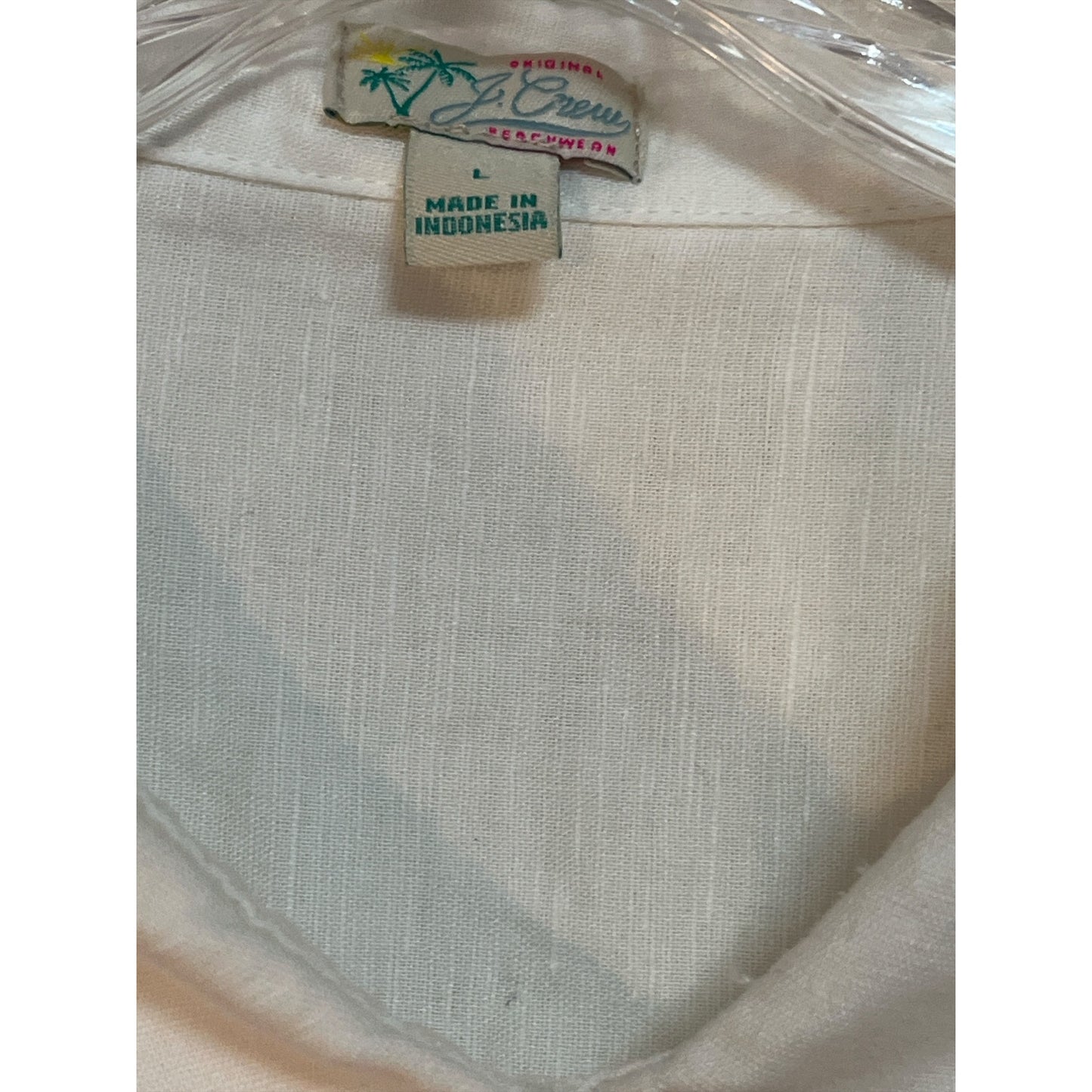 J.Crew Beachwear Linen Cotton Button Front Tunic Top L White Long Sleeve