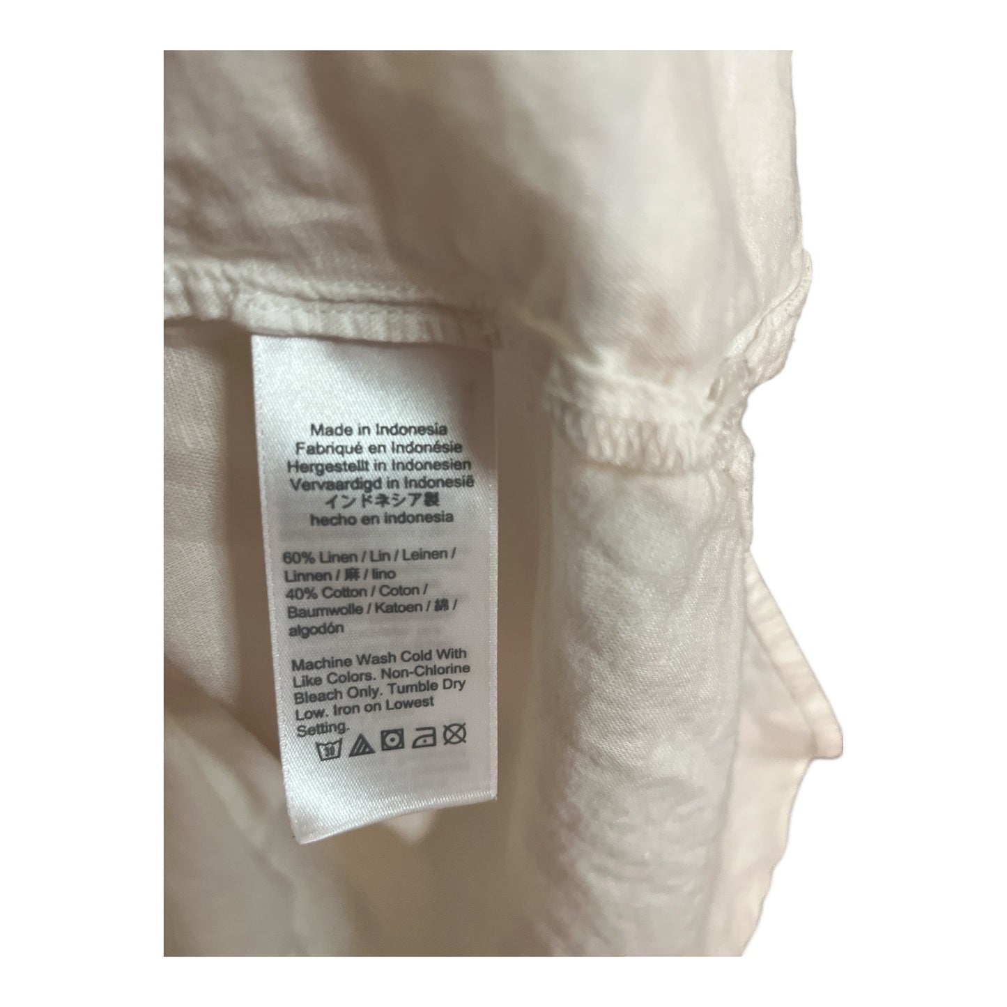 J.Crew Beachwear Linen Cotton Button Front Tunic Top L White Long Sleeve