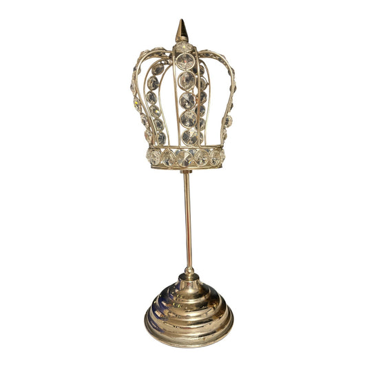 Jeweled Crown Candle Holder, Sparkling Rhinestone Pillar Stand, 14” Tall, For Every Queen