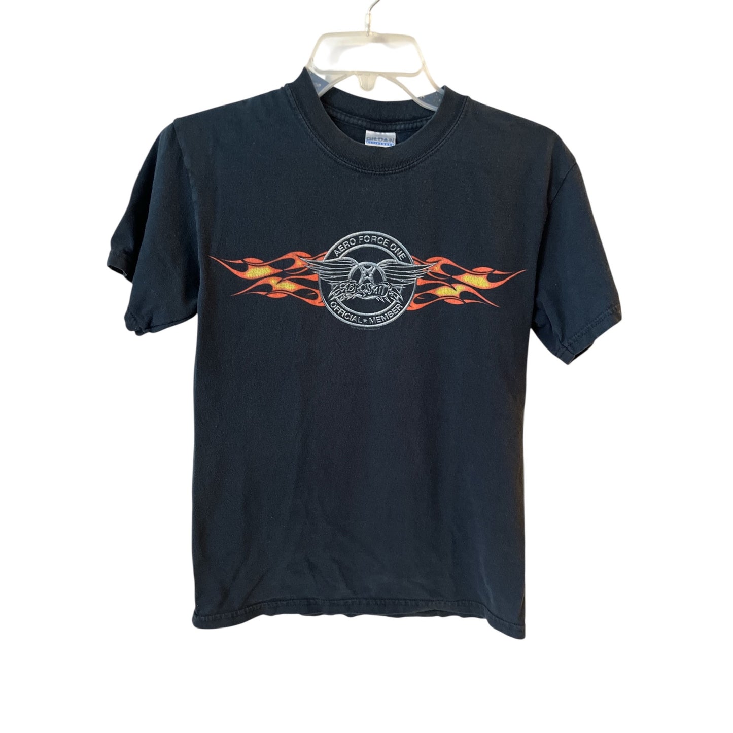 Aerosmith Aero Force One T Shirt Black Flame Logo Band Tee Small Y2K