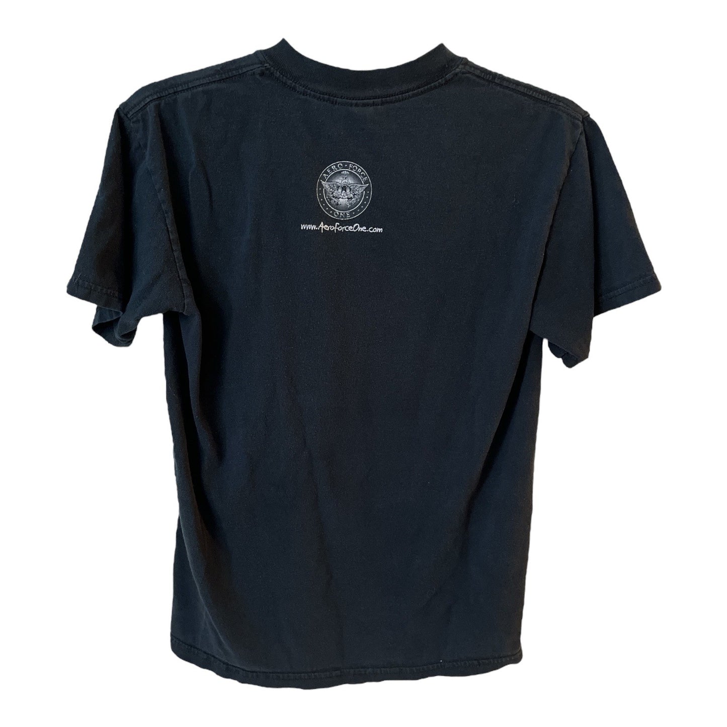 Aerosmith Aero Force One T Shirt Black Flame Logo Band Tee Small Y2K