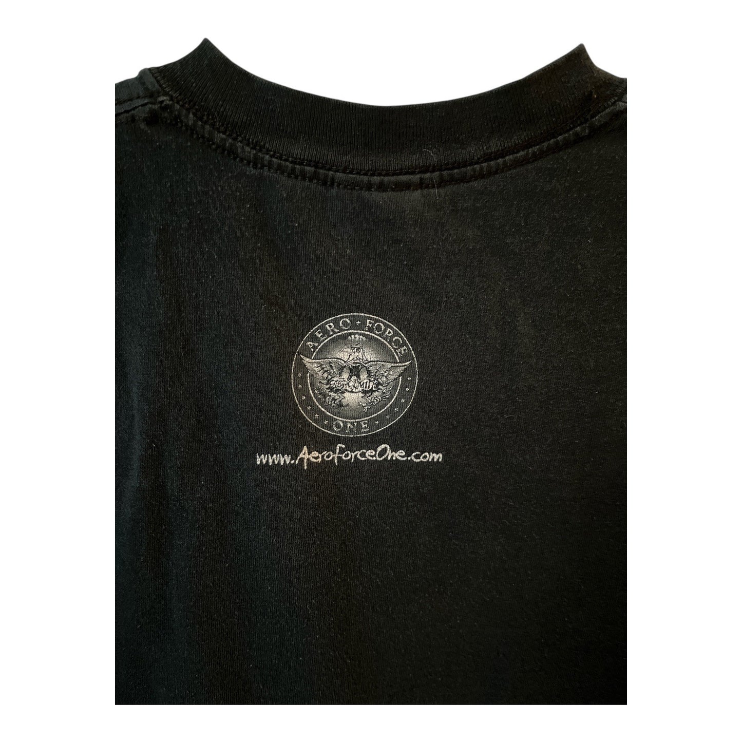 Aerosmith Aero Force One T Shirt Black Flame Logo Band Tee Small Y2K
