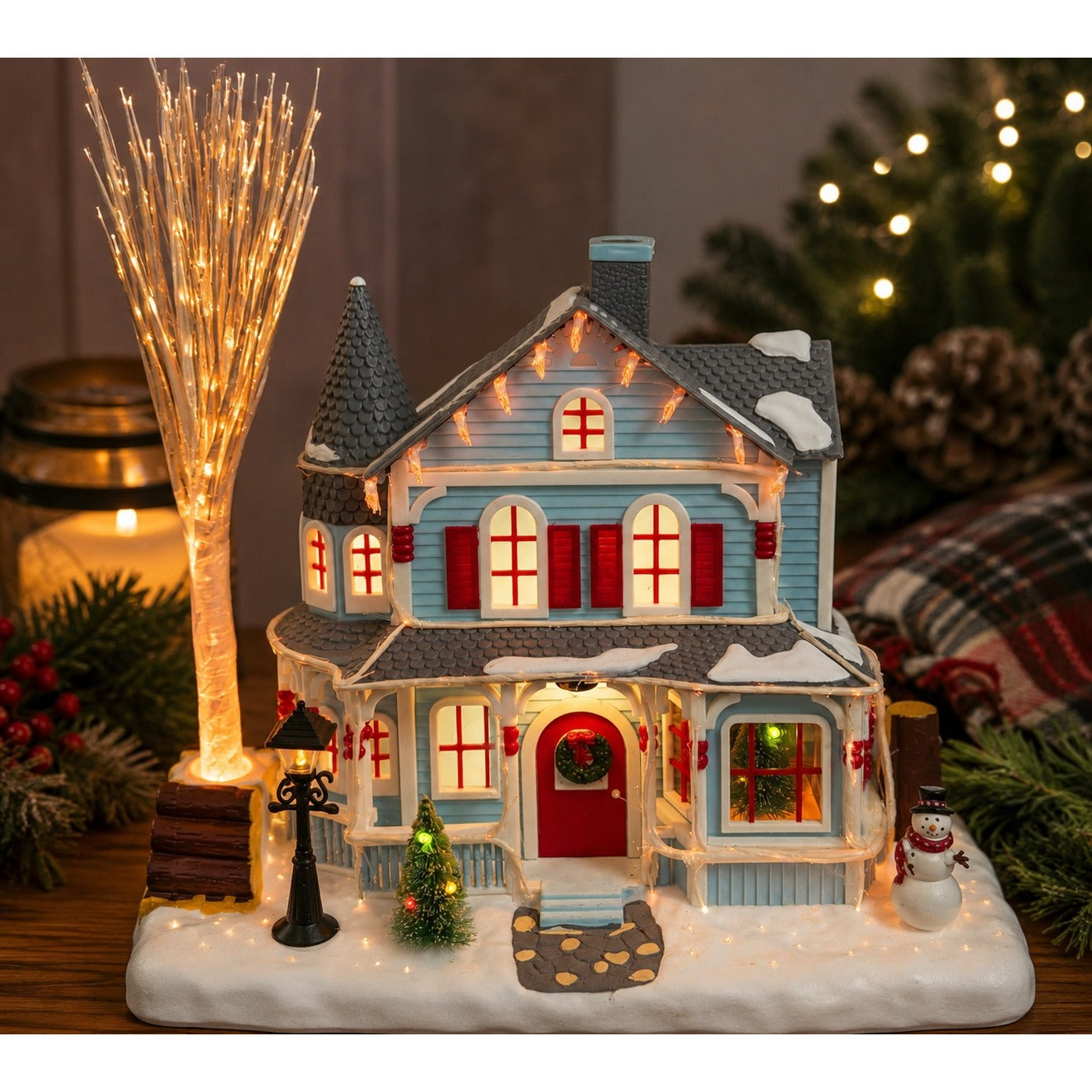 Avon Holiday Splendor Fiber Optic Christmas Village House 2001 Lighted Victorian Decor