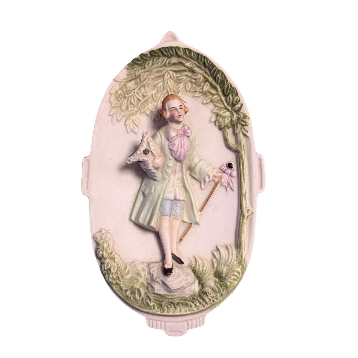 Vintage Chase Occupied Japan Hand Painted Gentleman Porcelain Wall Plaque 7 Inch