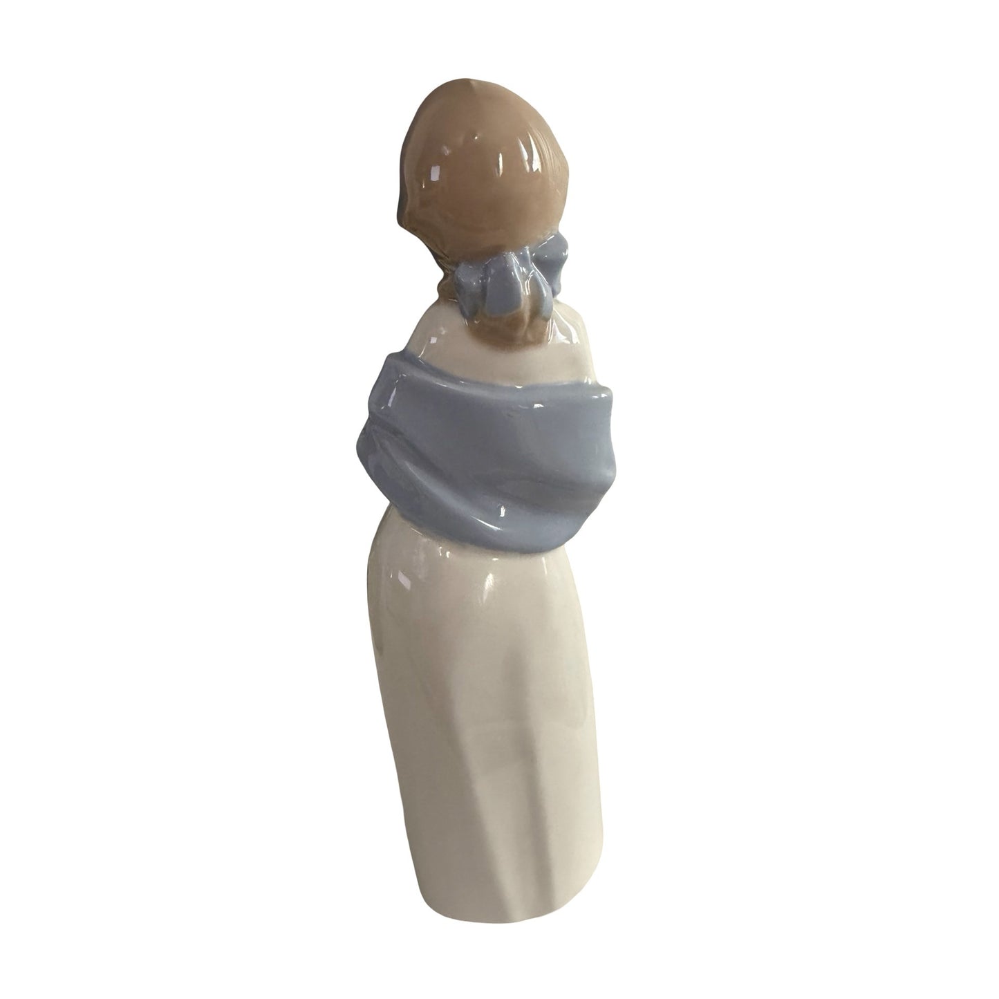 Vintage Nadal Spain Girl With Basket of Flowers Porcelain Figurine Blue Shawl