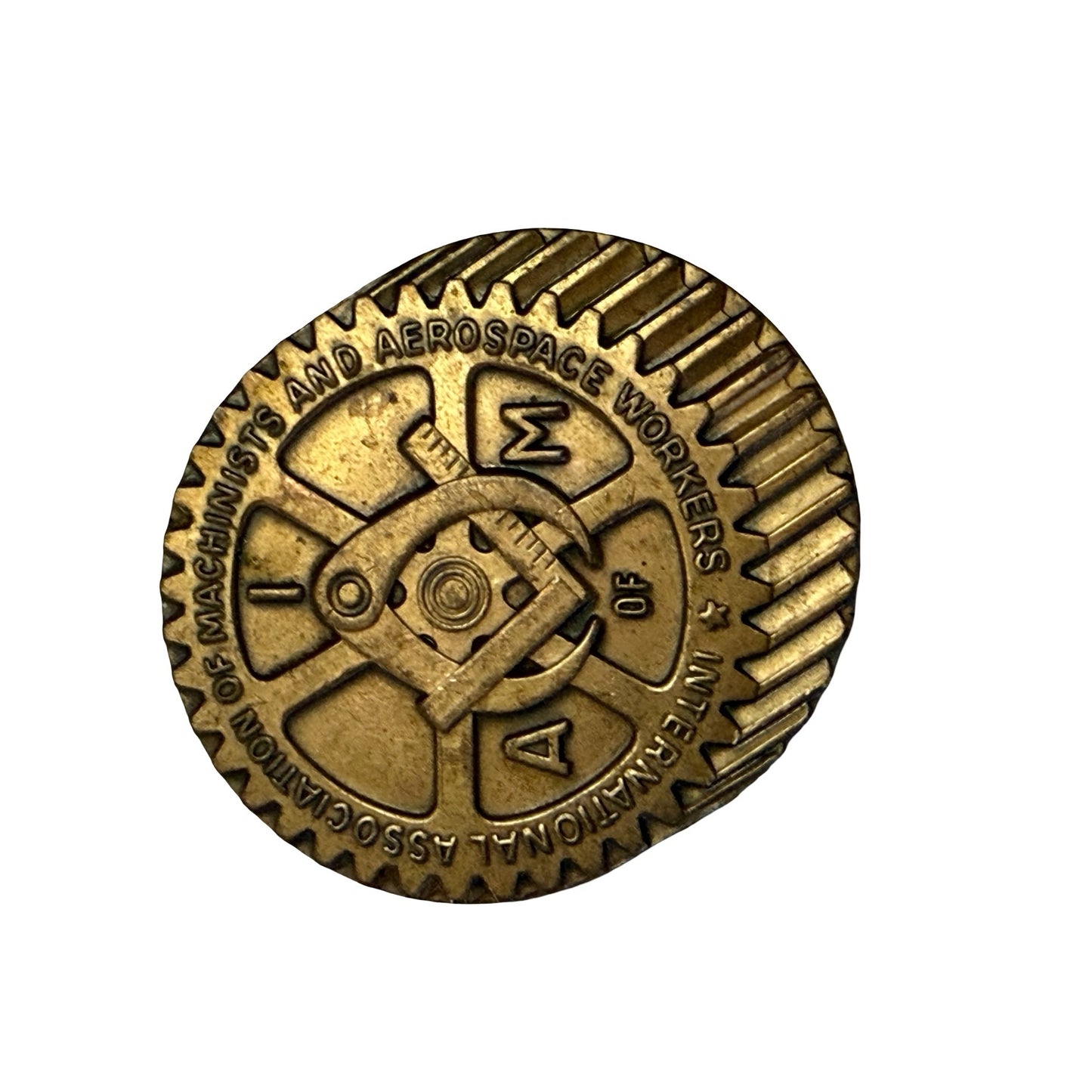 Vintage IAMAW Union Belt Buckle Bastian Bros Rochester NY JWG Union Made Brass Tone