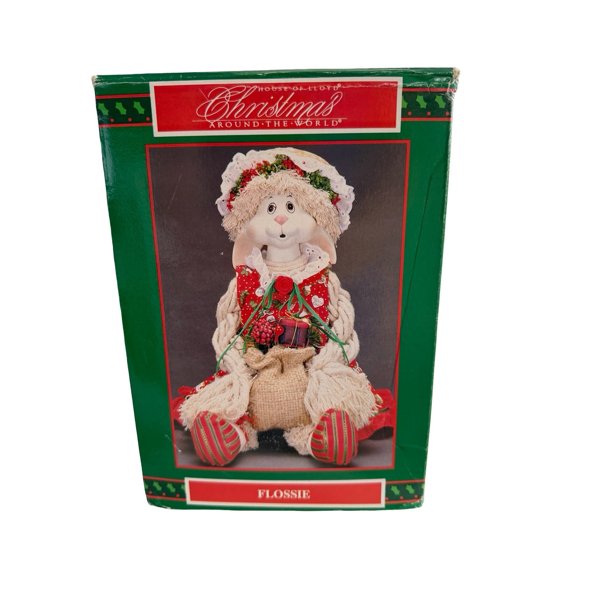 Vintage House of Lloyd Flossie Christmas Bunny Shelf Sitter Doll Original Box