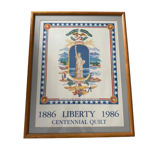 1986 Liberty Centennial Quilt Statue of Liberty Framed Print 19x24 Americana