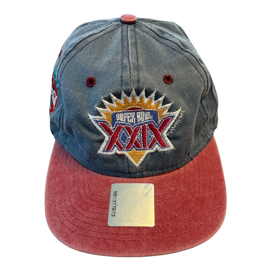 VTG Super Bowl XXIX Hat – Coca-Cola Logo – Team NFL Logo 7 – Denim & Red Brim – Made in Hong Kong