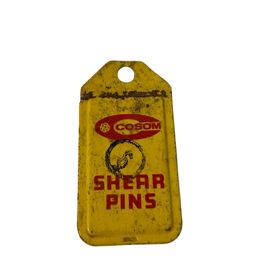 Vintage COSOM Shear Pins Metal Storage Case with 2 Shear Pins Farm Equipment Parts