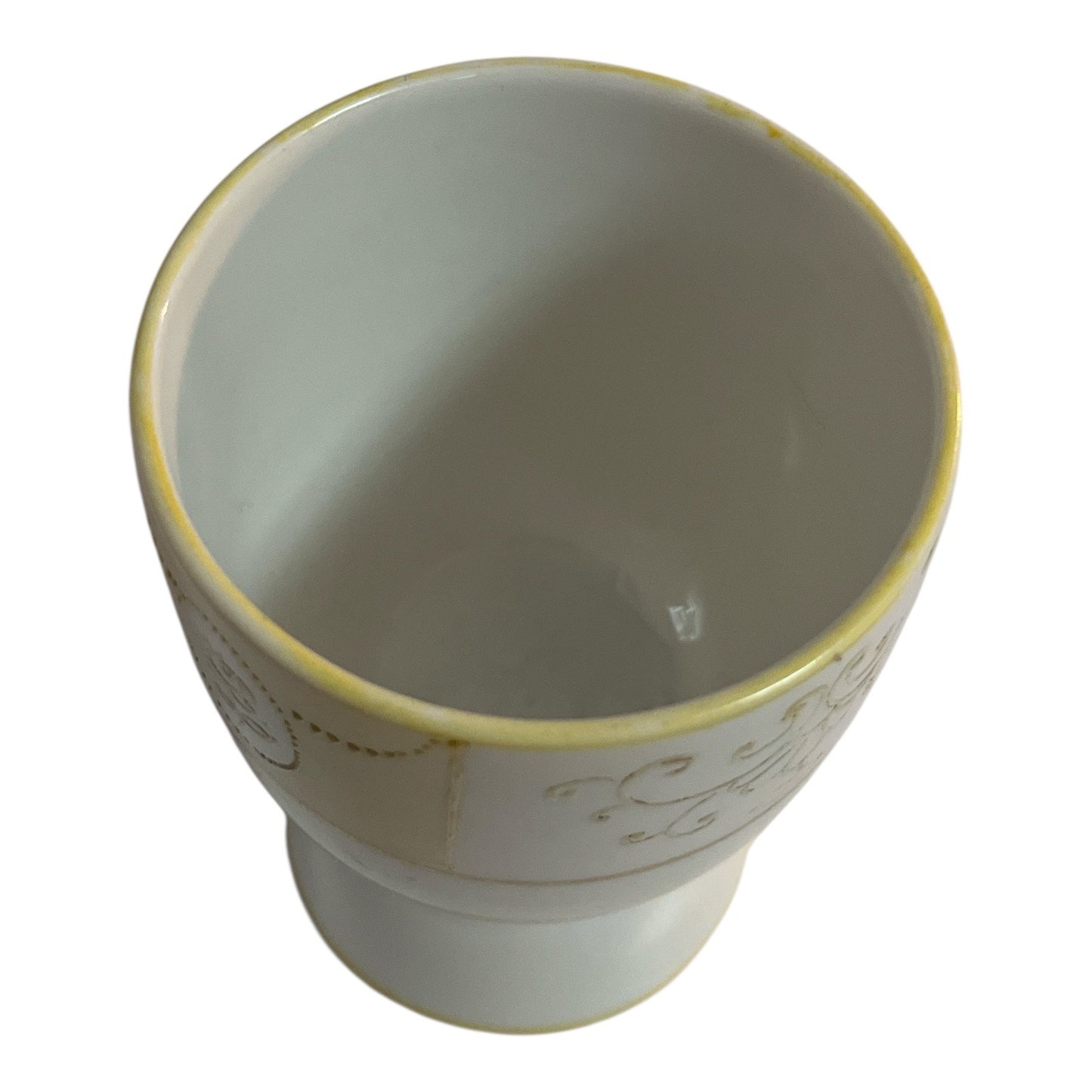 Antique Hand Painted Nippon Porcelain Egg Cup – Gold Beaded Scroll & Floral Design – Marked