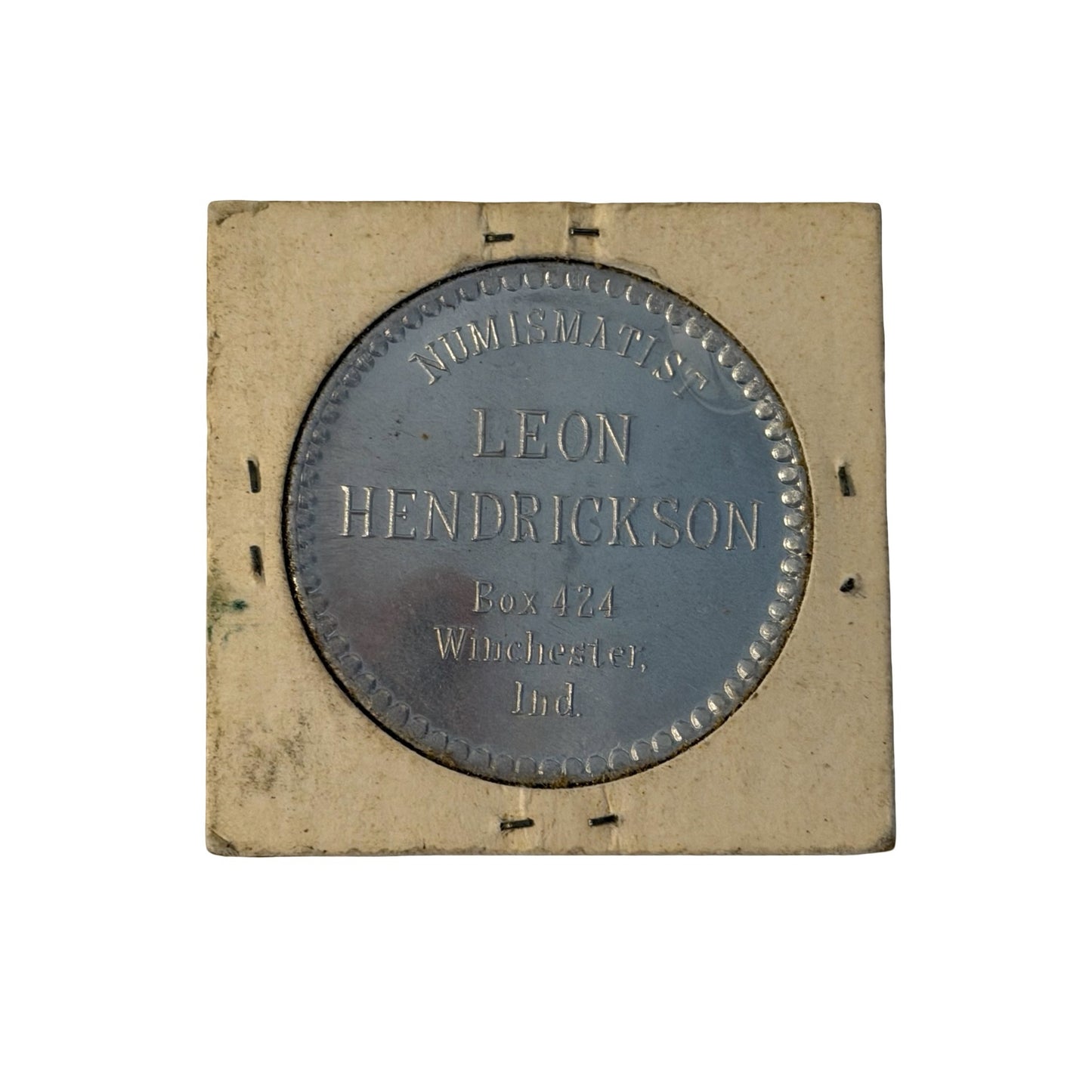 Vintage Leon Hendrickson Numismatist Advertising Buffalo Nickel Dealer Coin Winchester Indiana