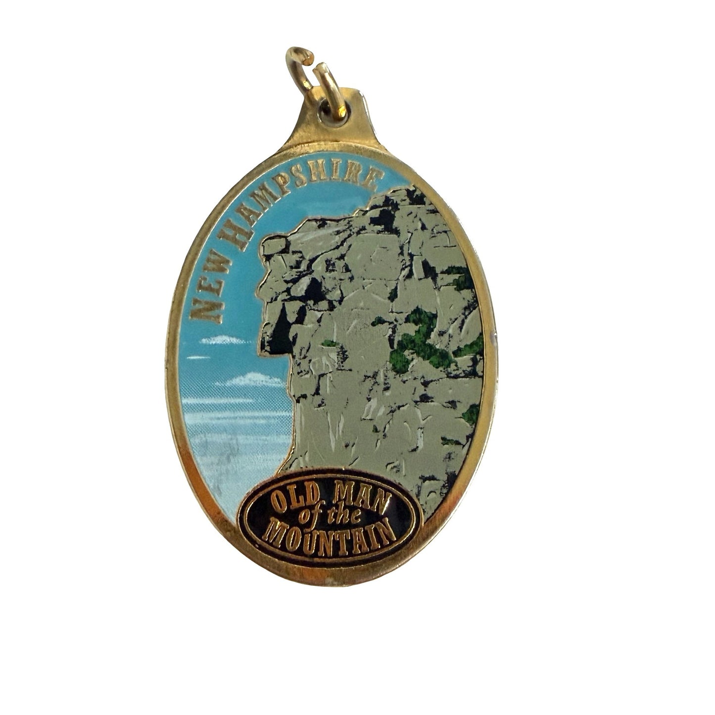 Vintage Old Man of the Mountain New Hampshire Souvenir Charm Pendant Franconia Notch 2"