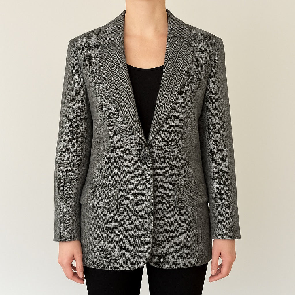 Jones New York Country Women’s 10P Wool Herringbone Blazer