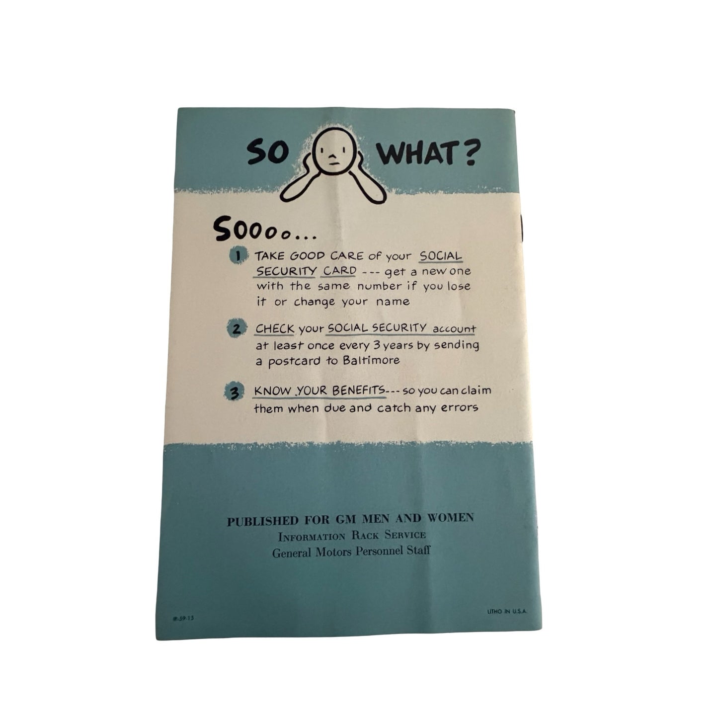 Vintage 1959 Social Security and You GM Employee Booklet Benefits Taxes Ephemera