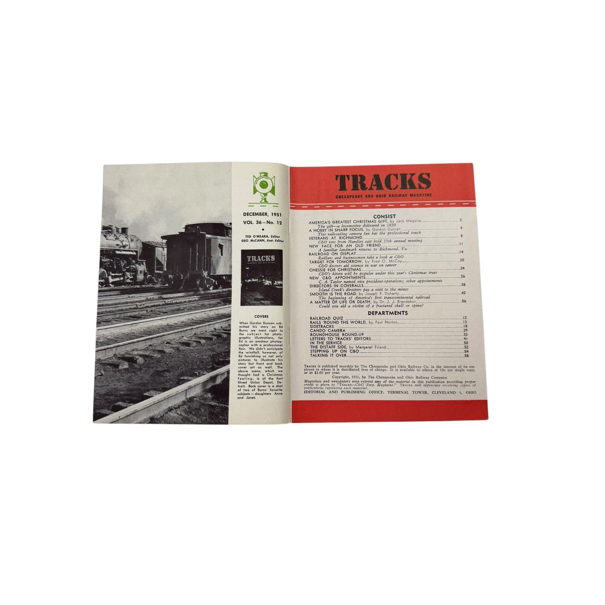 Vintage 1951 Tracks Chesapeake Ohio Railway Magazine C&O Railroad December Christmas