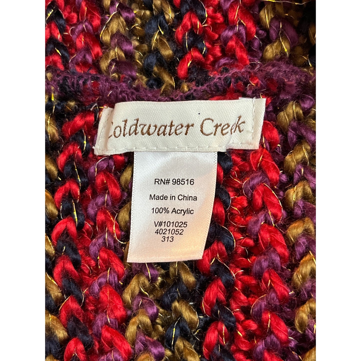 Coldwater Creek Frosted Infinity Scarf Multicolor Knit Metallic Thread Acrylic 17” x 10” NWT