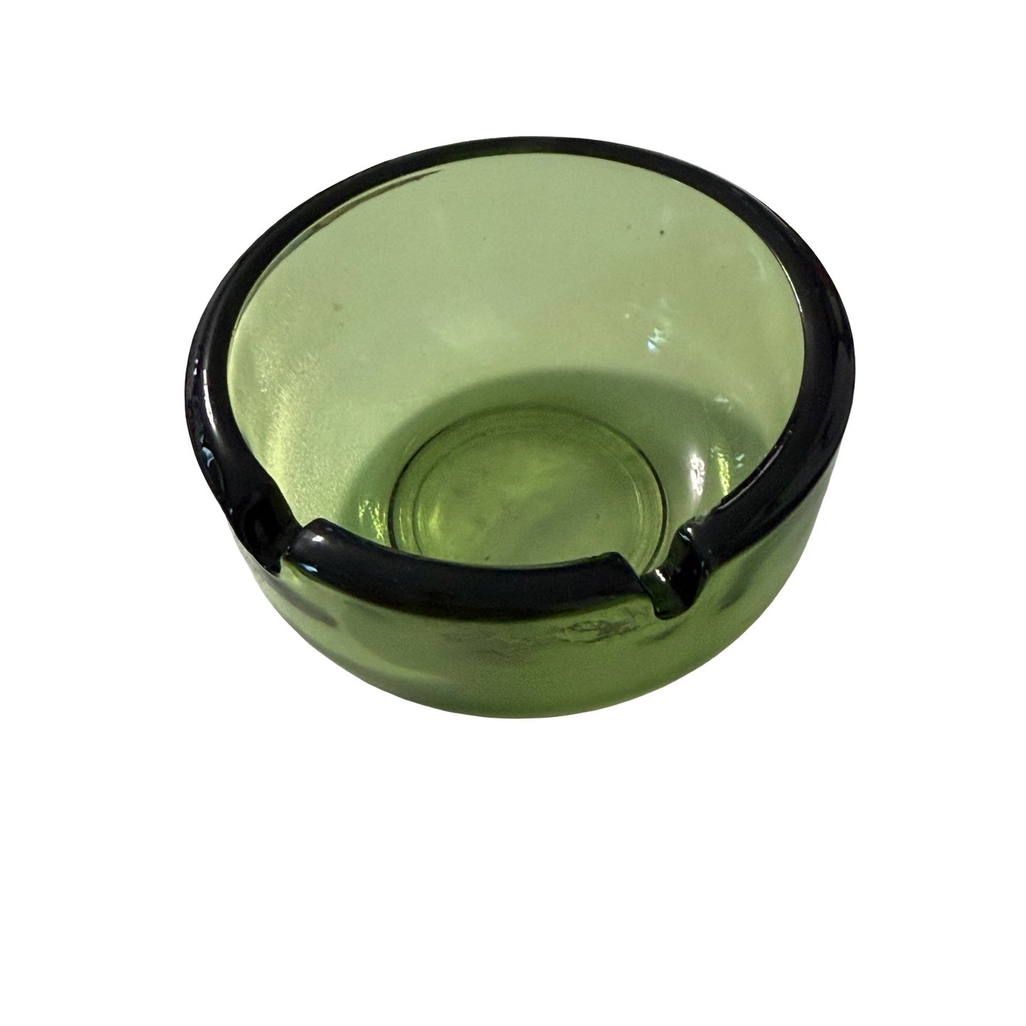 Vintage Olive Green Glass Dip Bowl Small Serving Bowl Mid Century Glassware