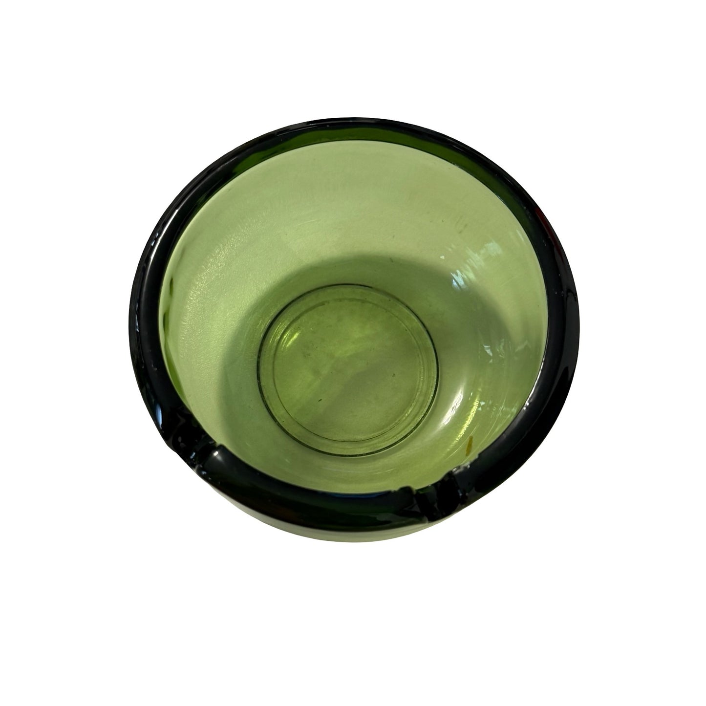Vintage Olive Green Glass Dip Bowl Small Serving Bowl Mid Century Glassware